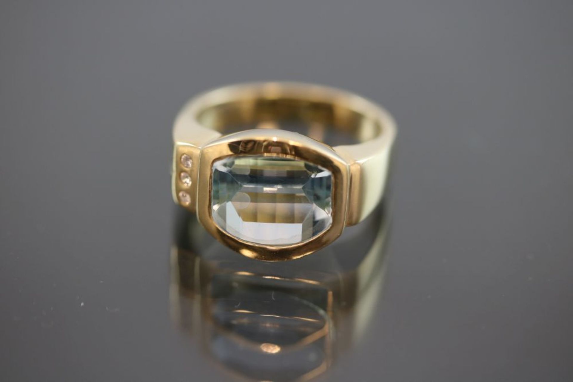 Aquamarin-Brillant-Ring, 750 Gold 9,6