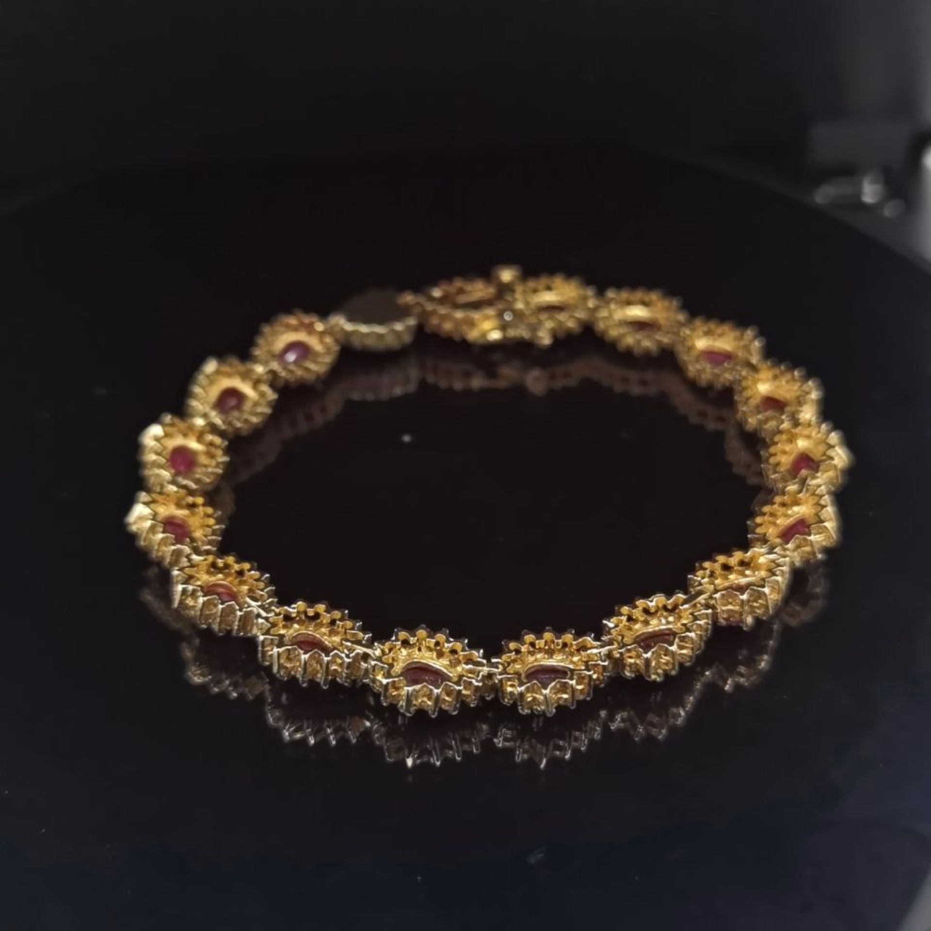 Rubin-Brillant-Armband, 585 Gold 20,1 - Bild 2 aus 2