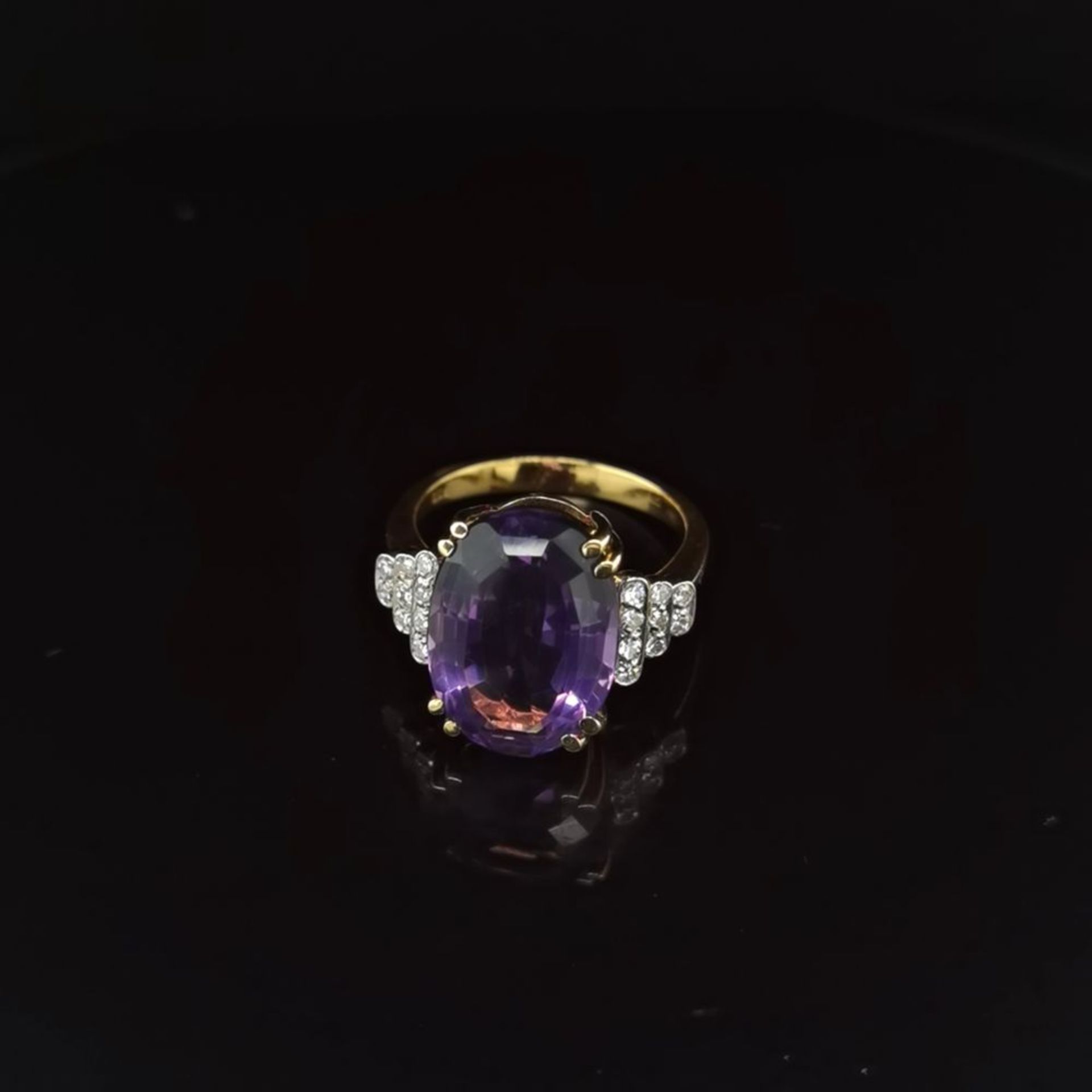 Amethyst-Diamant-Ring, 750 Gold 5,8