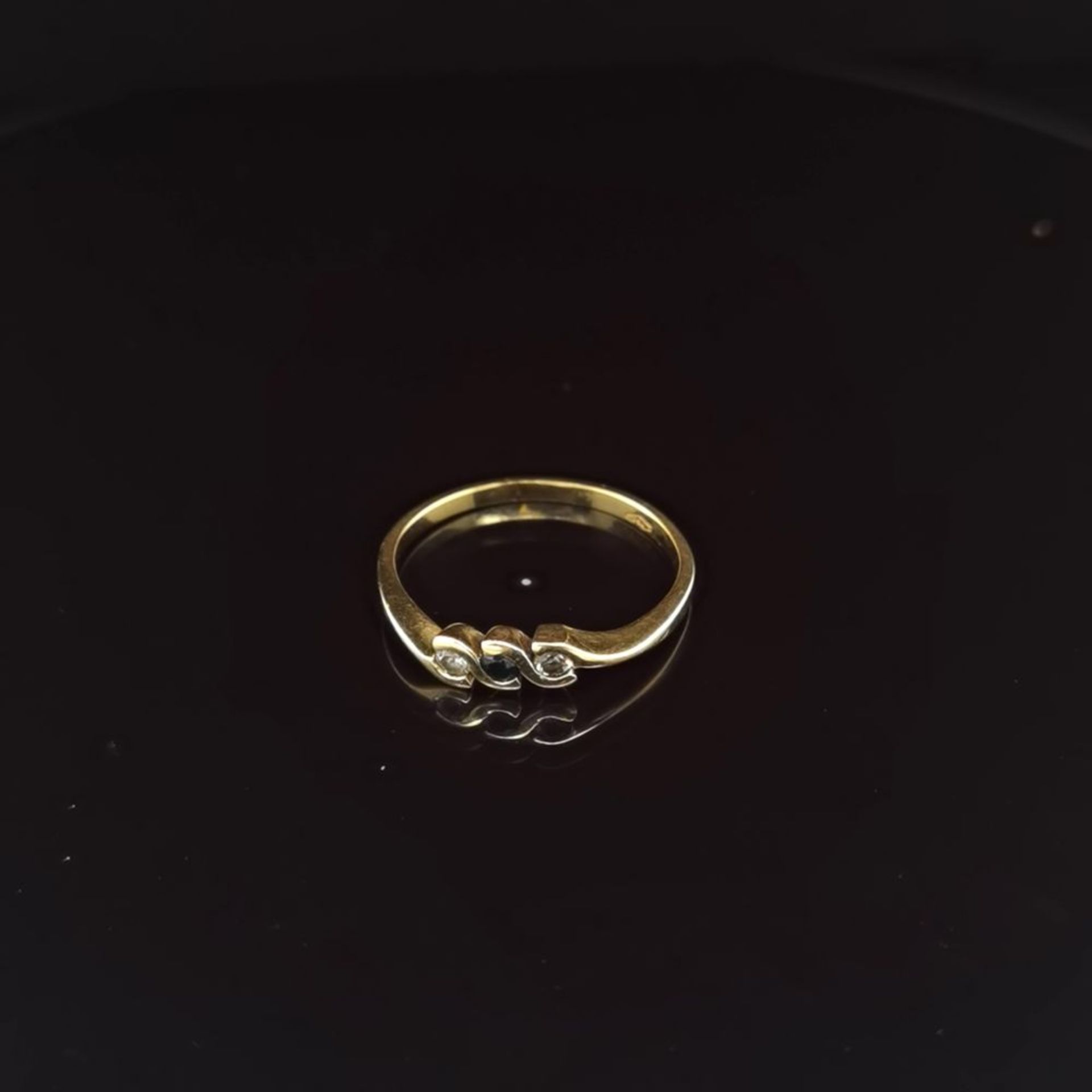 Saphir-Brillant-Ring, 750 Gelbgold 2,1