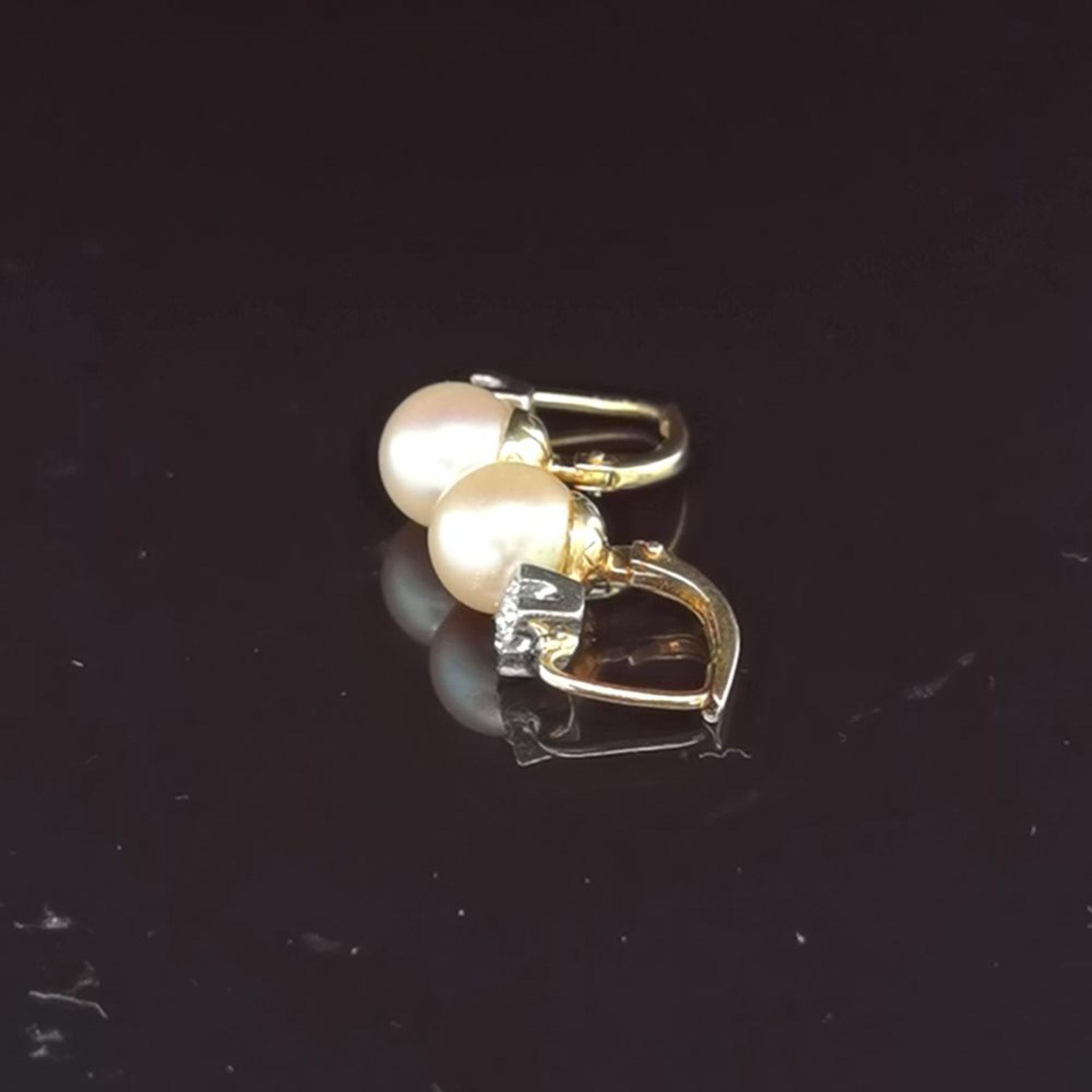 Perl-Brillant-Ohrstecker, 585 Gold 3,1 - Bild 2 aus 3