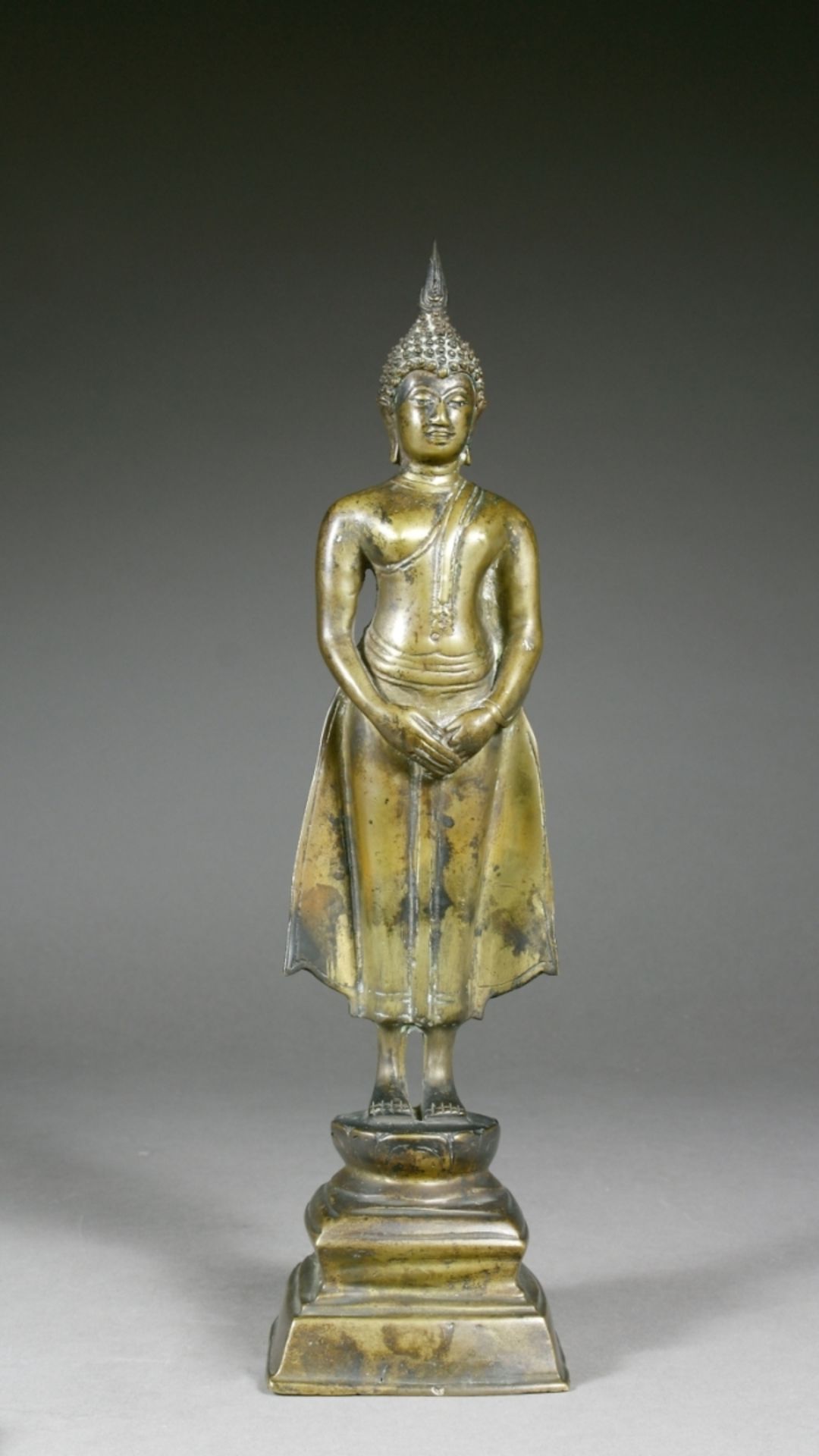 Thailand, Stehender Buddha, Bronze,