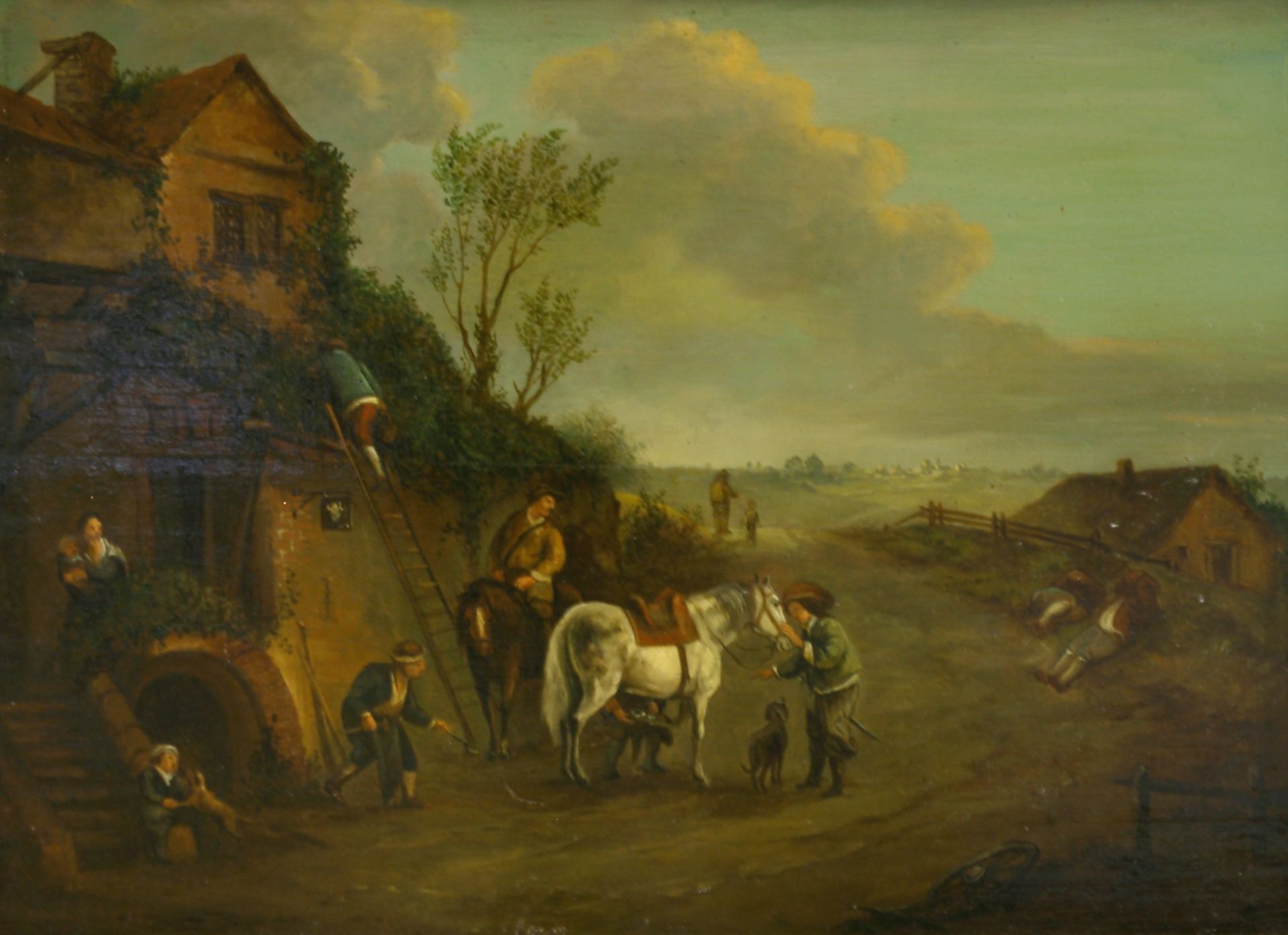 Genremaler, um 1800 Beim Schmied. Öl
