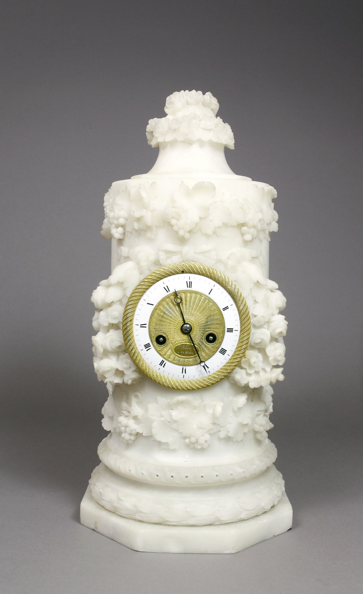 Uhr, Pendule, Alabaster, 19. Jh.