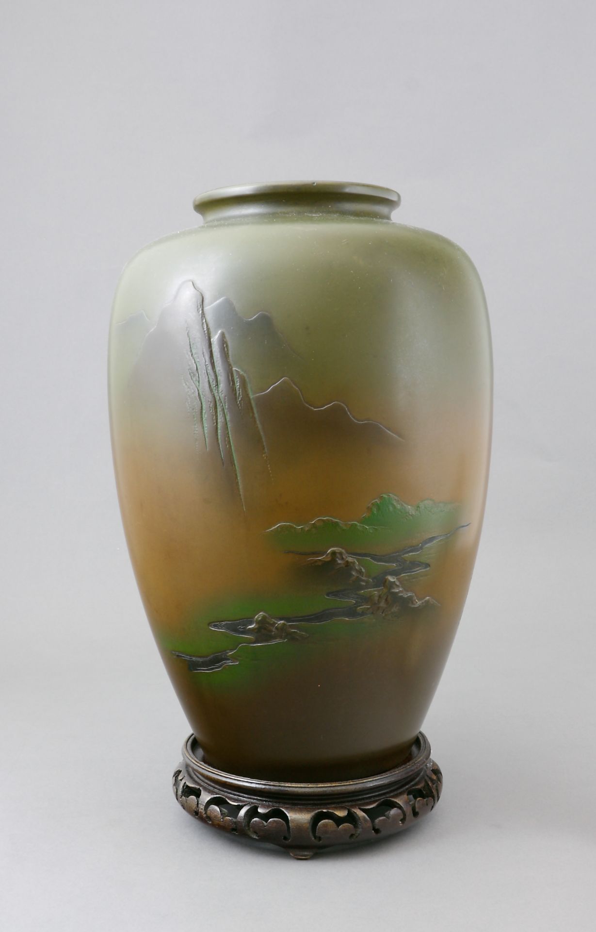 Japan, Vase, Bronze, Meiji Bauchige