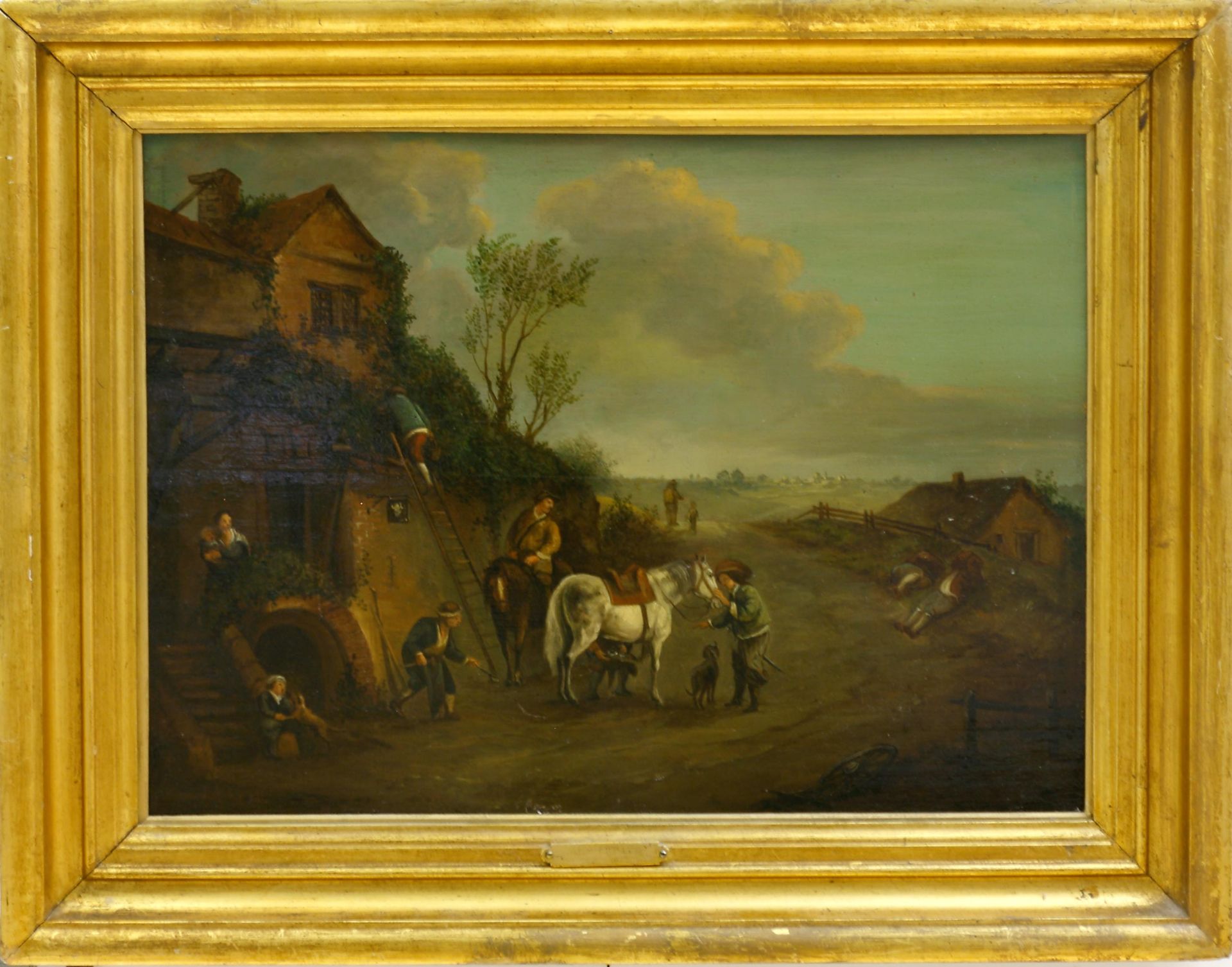 Genremaler, um 1800 Beim Schmied. Öl - Image 2 of 3