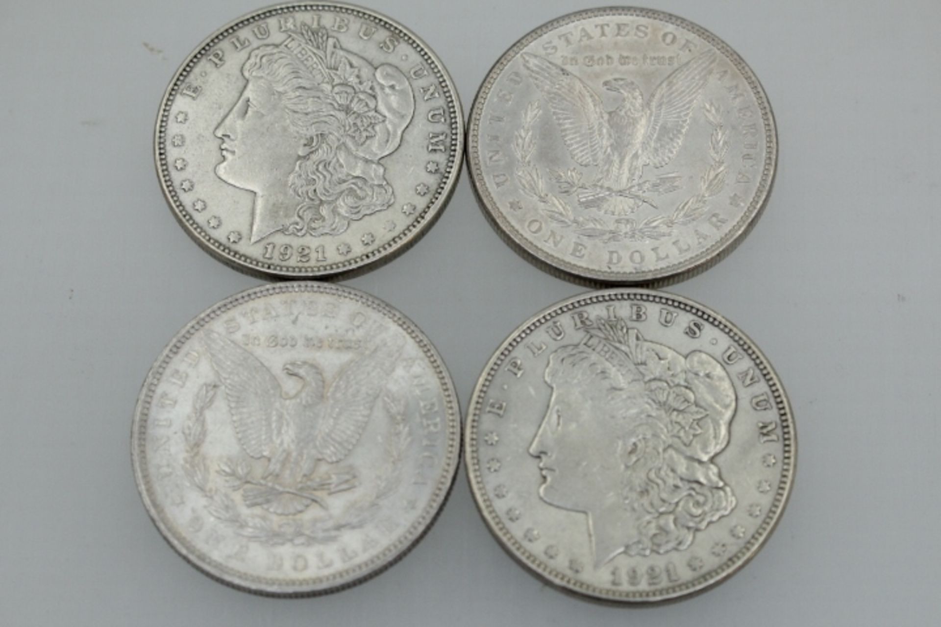 USA One Dollar 4 Stück Silber / Antik Morgan -Dollar « 2 x 1921 1 x 1879 1 x 1886