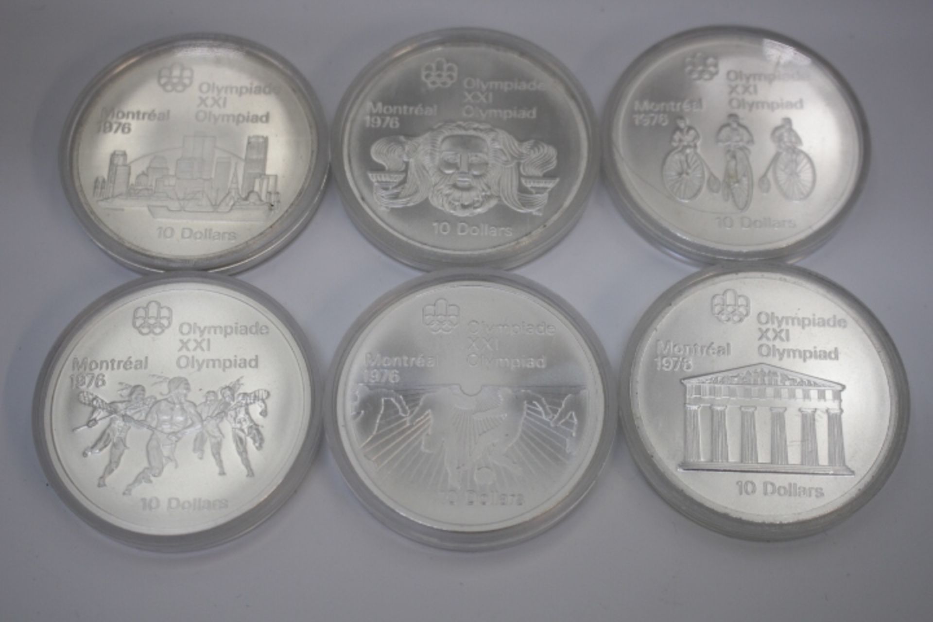 10 Dollar Olympiade Montreal 1976 6 Stck. 925.Silber Fein 269gr. in Original Münzkapsel