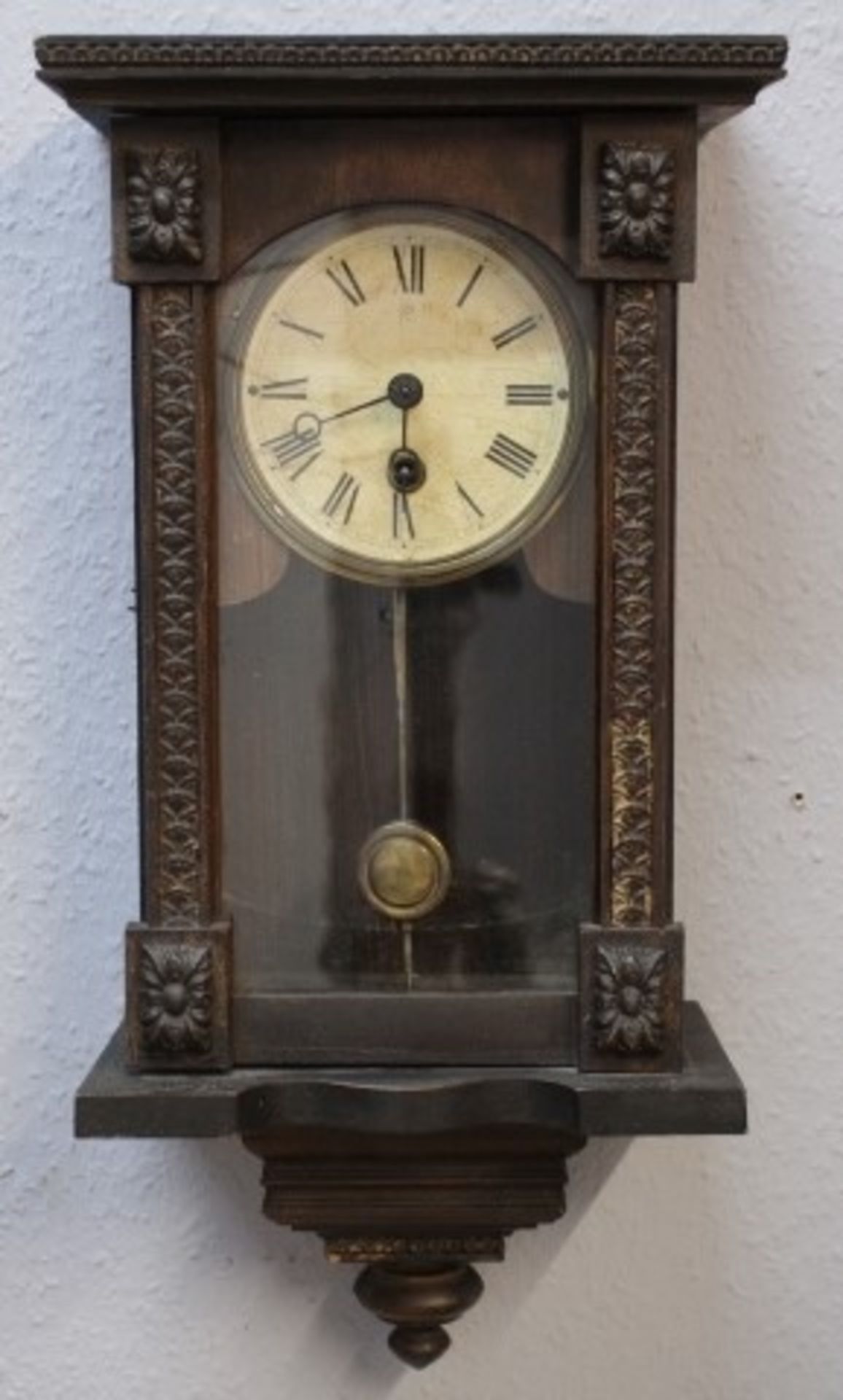 Junghans Regulator Nur Laufwerk Papierzifferblatt wohl um 1900 Intakt Höhe:45 cm