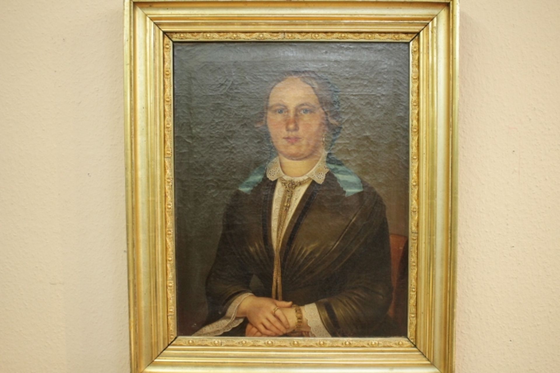 Göser,Carl-Friedrich Biberach 1803-1858 Junge Frau im Sonntagsstaat « Öl /Lwd. 50x66cm R.u.sign.und