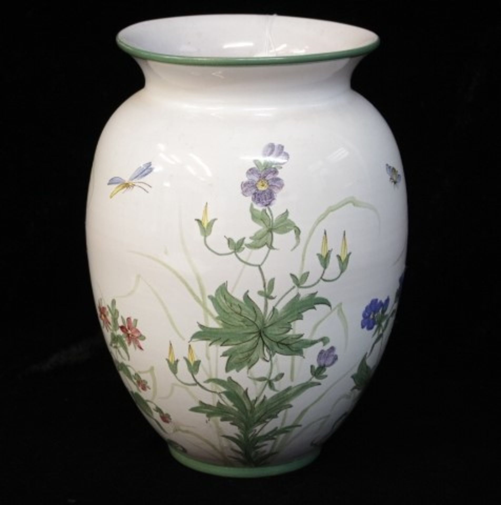 Fritz van Daalen / Aalen Vase Keramik mit Wiesenblumen und Insekten Polychrom bemalt wohl: 60er