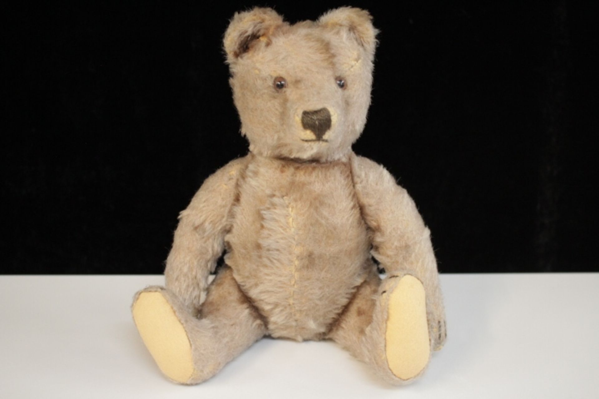 Teddybär um 1950 wohl Hermann ( 4 Krallen ) Glasaugen Höhe 29cm Bespielt