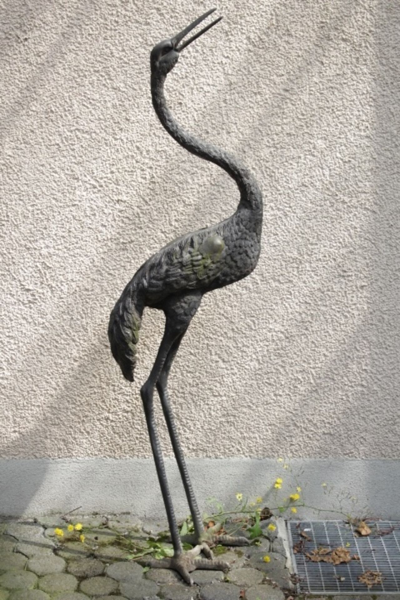 GARTENSKULPTUR BRONZE >> Reiher