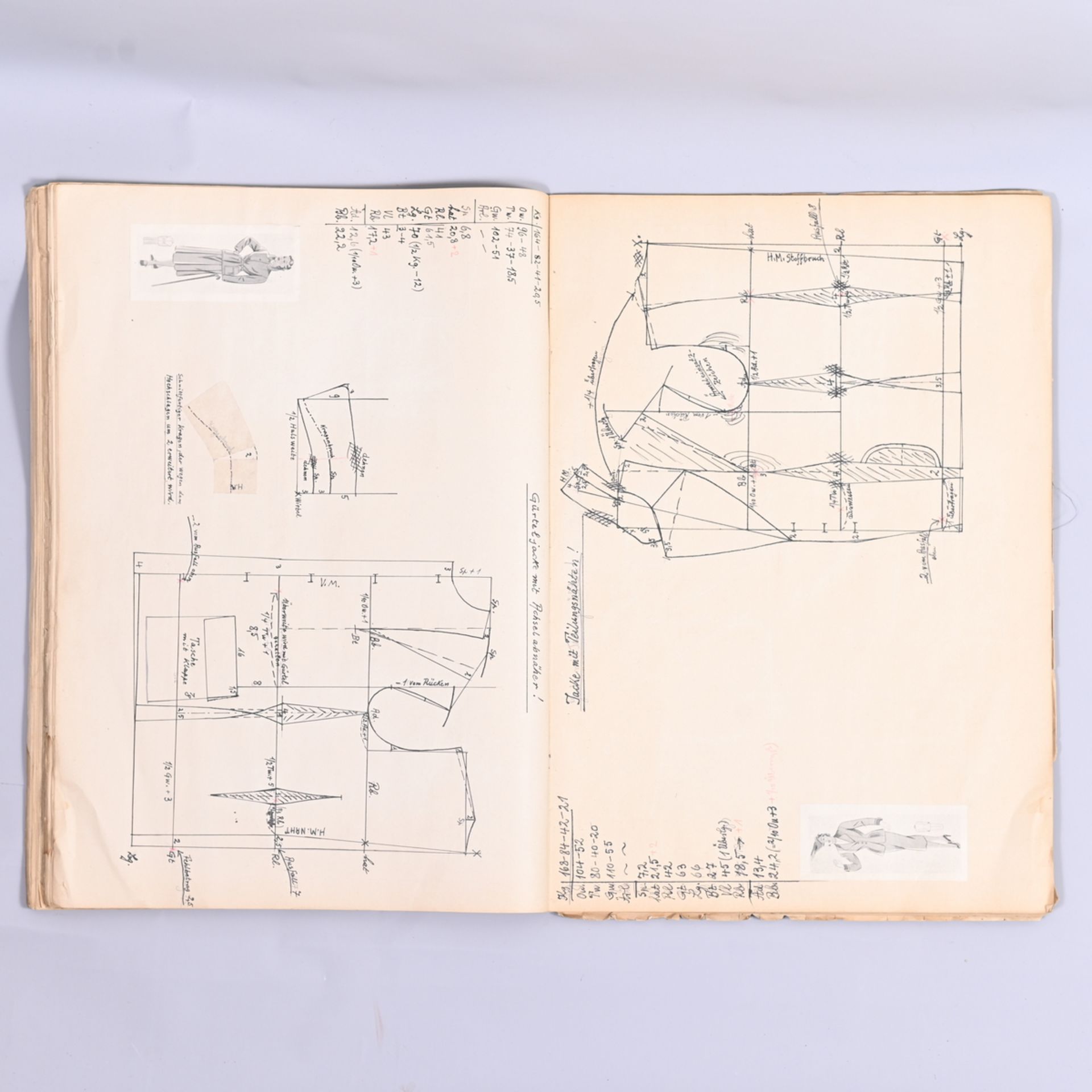 Zwei Mode-Grundschnitt-Mappen, Zuschneideschule M.Müller&Sohn München, Lehrgang 1953, neu kürzere - Image 2 of 2