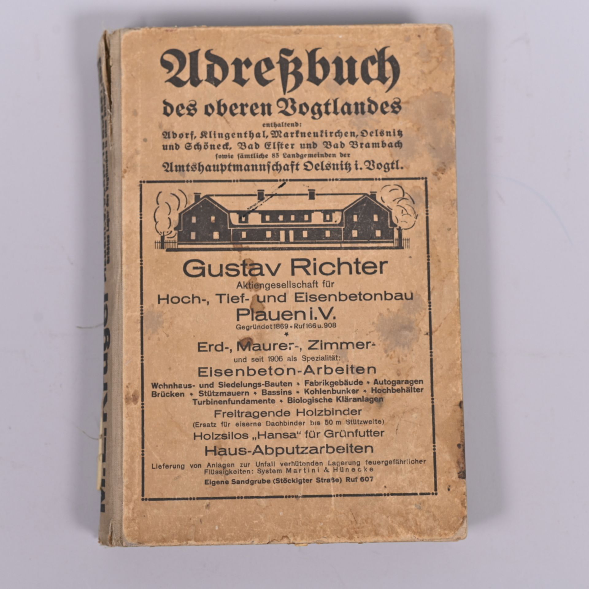 Adreßbuch des oberen Vogtlandes, Jg. 1925, enth. Adorf, Klingenthal, Markneukirchen, Oelsnitz,