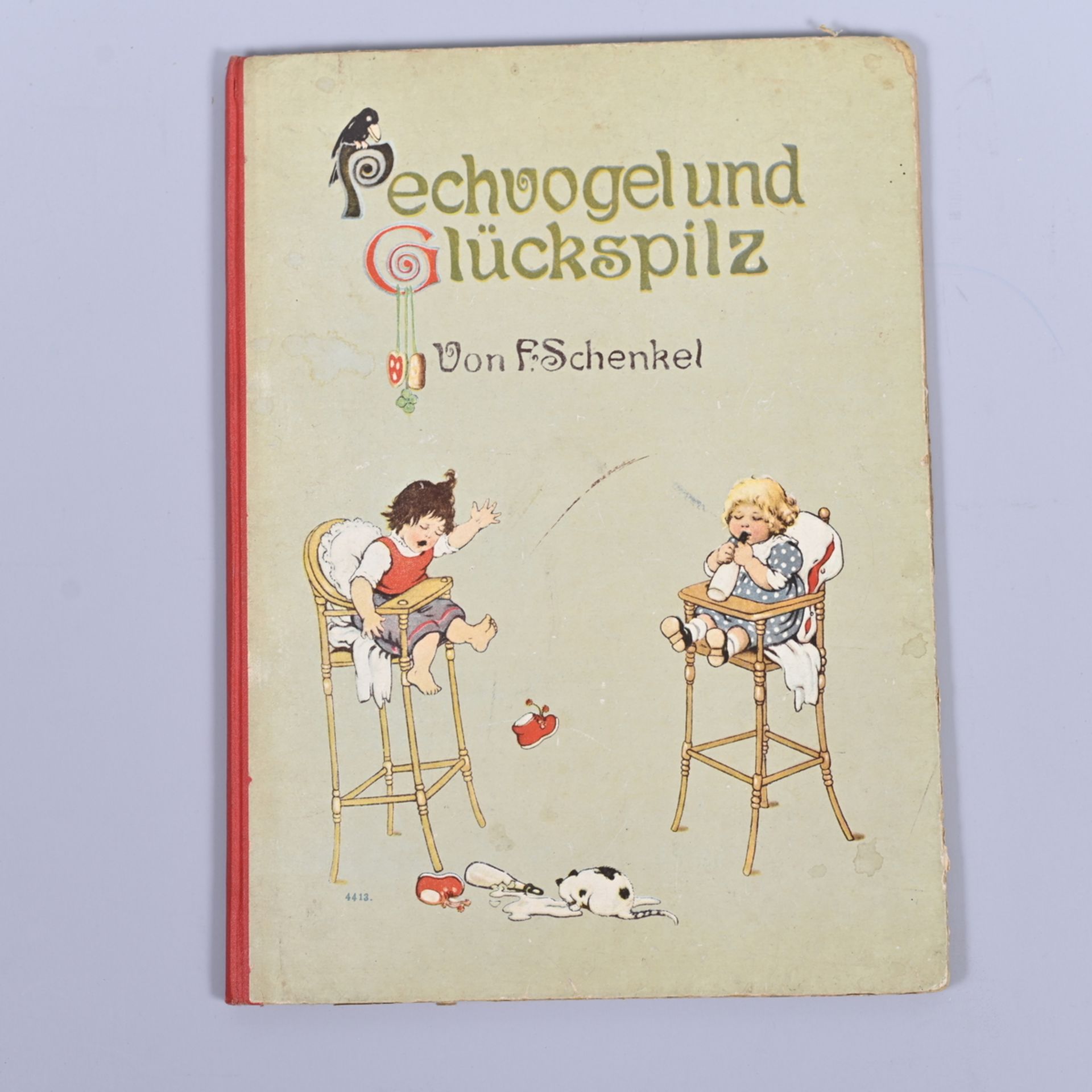 Kinderbuch "Pechvogel und Glückspilz" v. F. Schenkel, altdeutsche Druckschrift, bunt bebildert, um