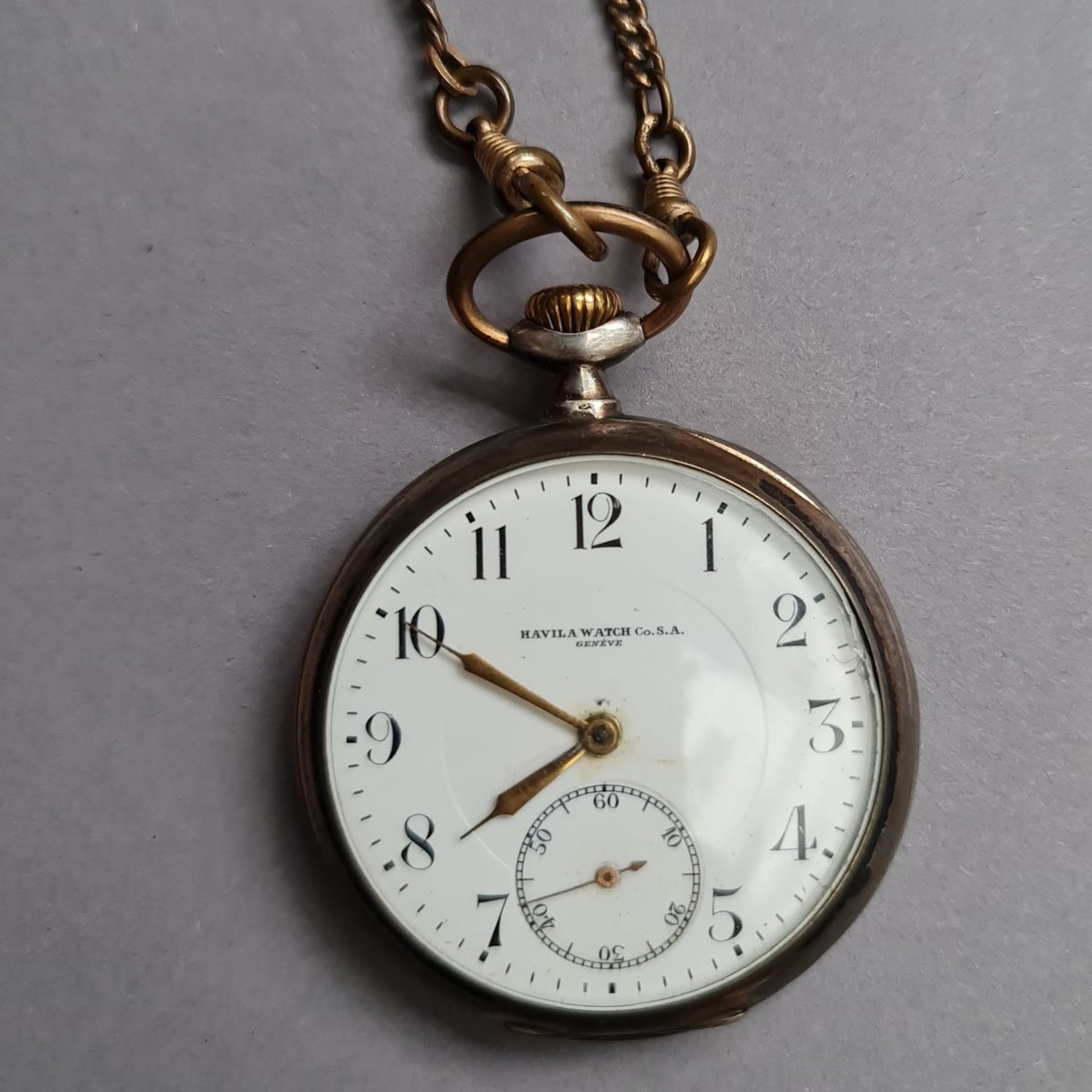 "Havila-Watch Co.S.A.Genevè" Silber-Taschenuhr, um 1900, Silber punziert, Werk läuft, schönes