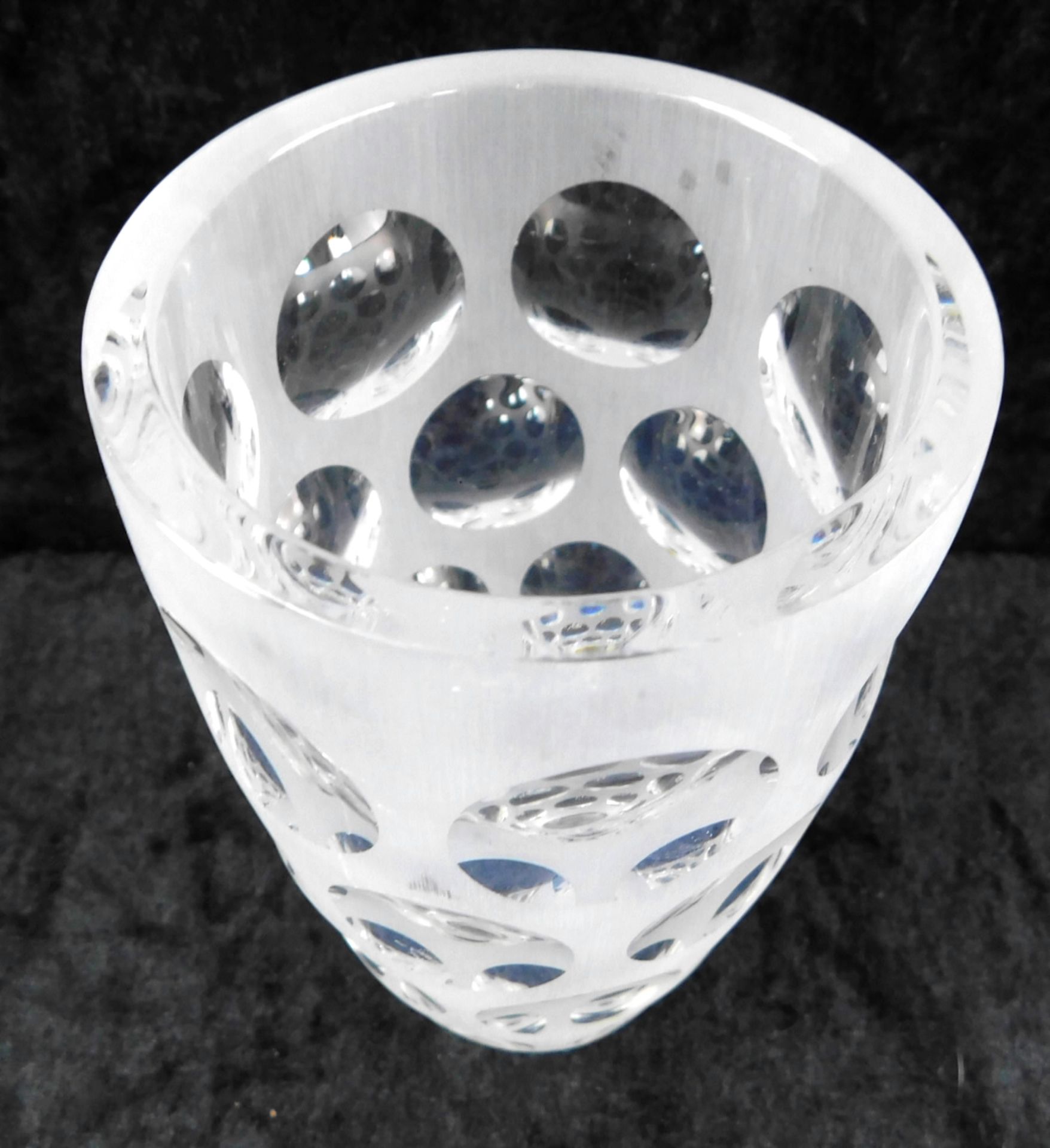 Vase, farbloses Glas/Mattglas geschliffen, wohl Murano um 1960, h: 16 cm, Ø 8 cmKeine - Image 2 of 2