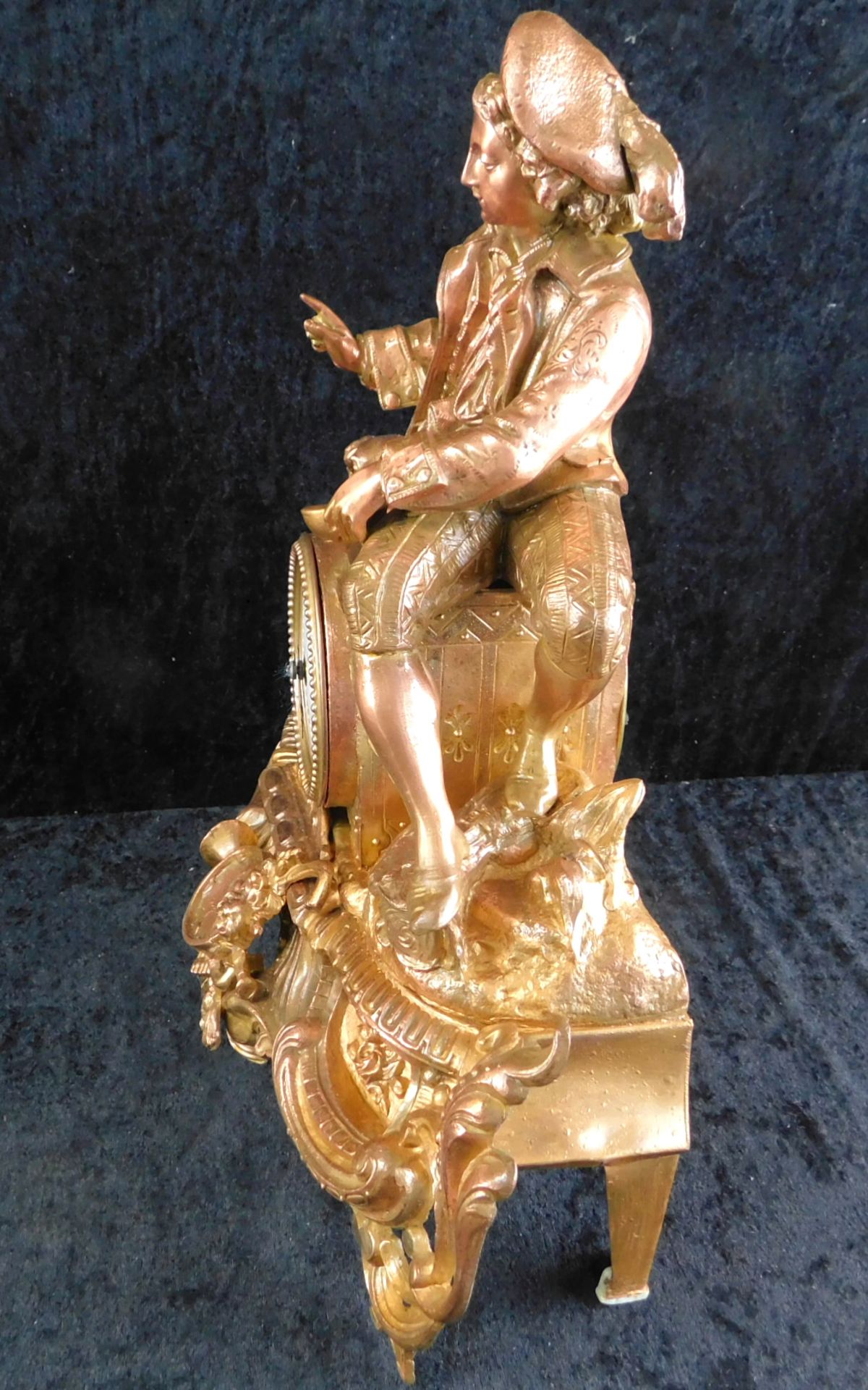 Figurenpendule, Frankreich, 2.H.20.Jhdt., Metall bronziert, "Junge mit Hund", Uhrwerk L`Epée - Image 4 of 7