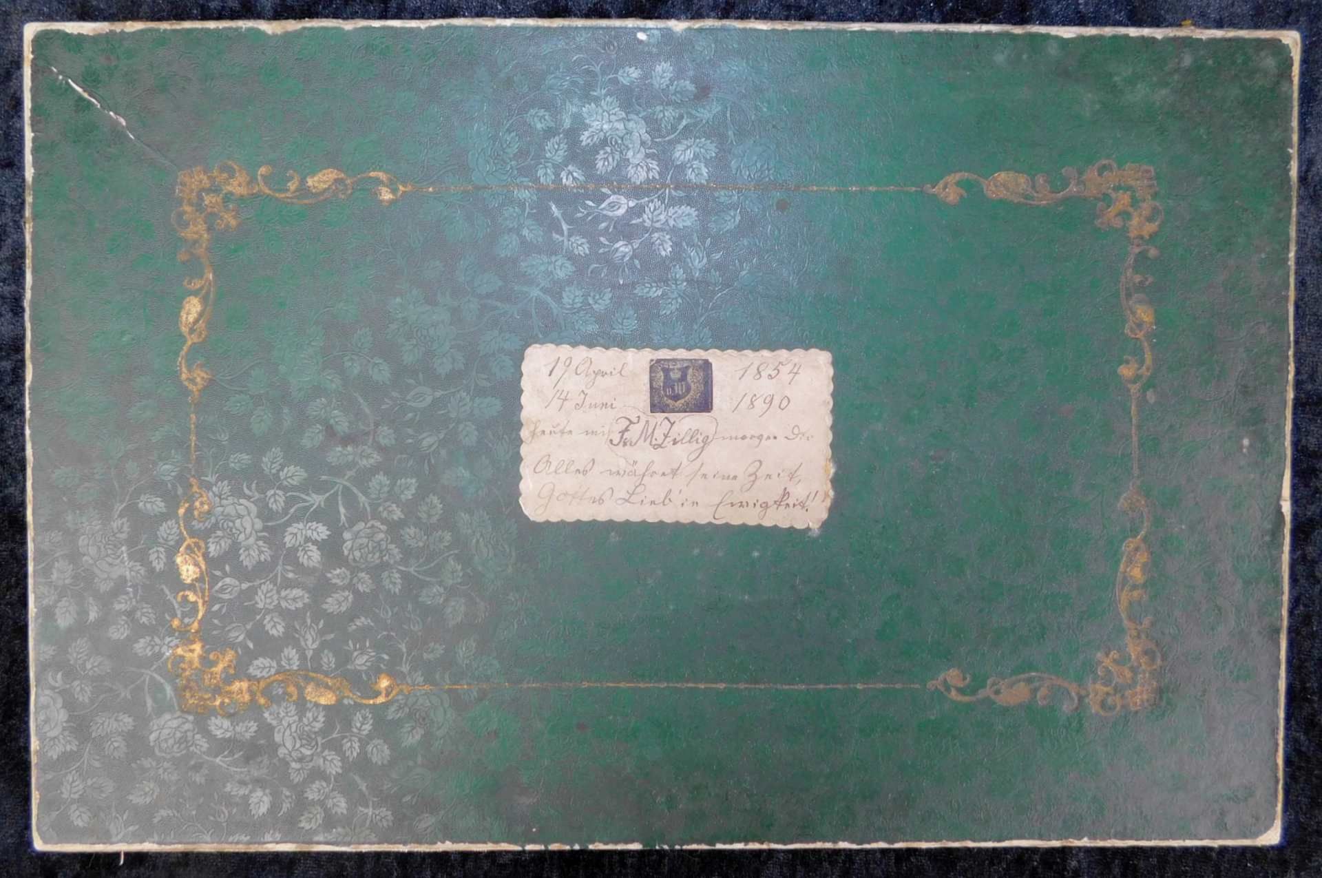 Silber Besteck von 1854 im orig. Kasten, Holzgriffe ummantelt m. ziseliertem Silberblech, 14-teilig - Bild 2 aus 3