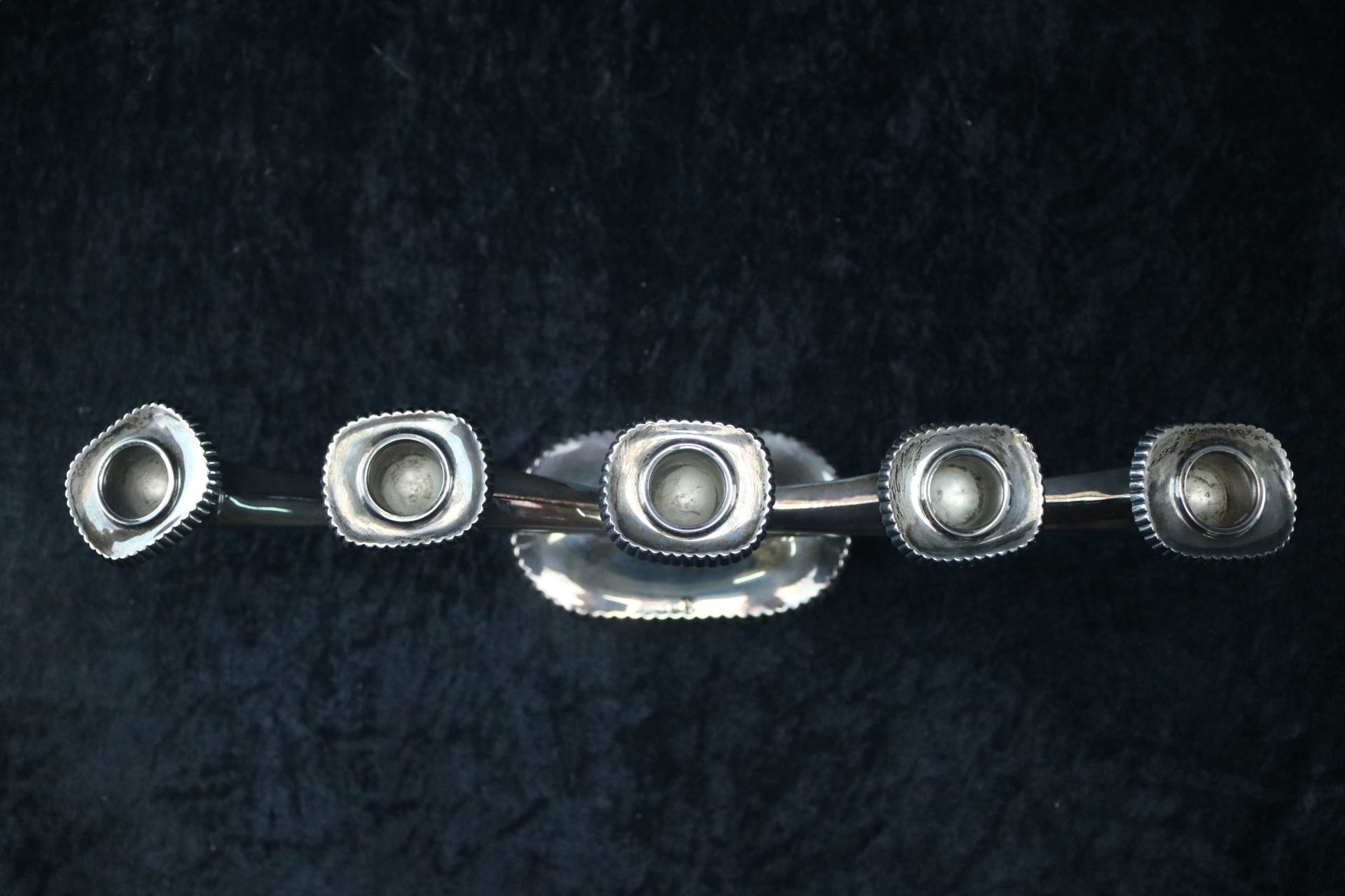 5-armiger Kerzenleuchter 925 Sterling Silber, Nieren-Stil auf ovalem Fuß, nicht gefüllt, Mitte - Bild 2 aus 6