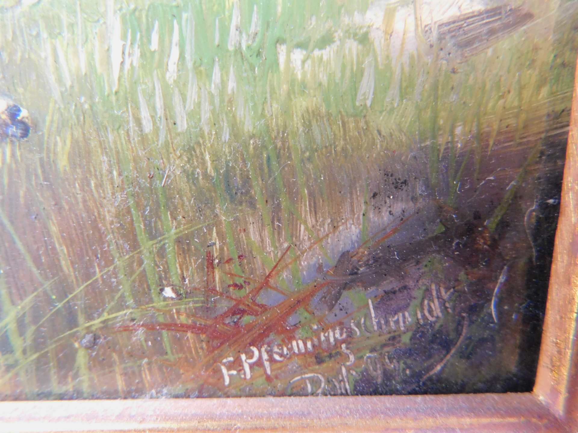 F. Pfenningschmidt, Jäger mit erlegtem Reh, sign. u. datiert (18)99 unten rechts m. Ortsbez. - Image 4 of 5