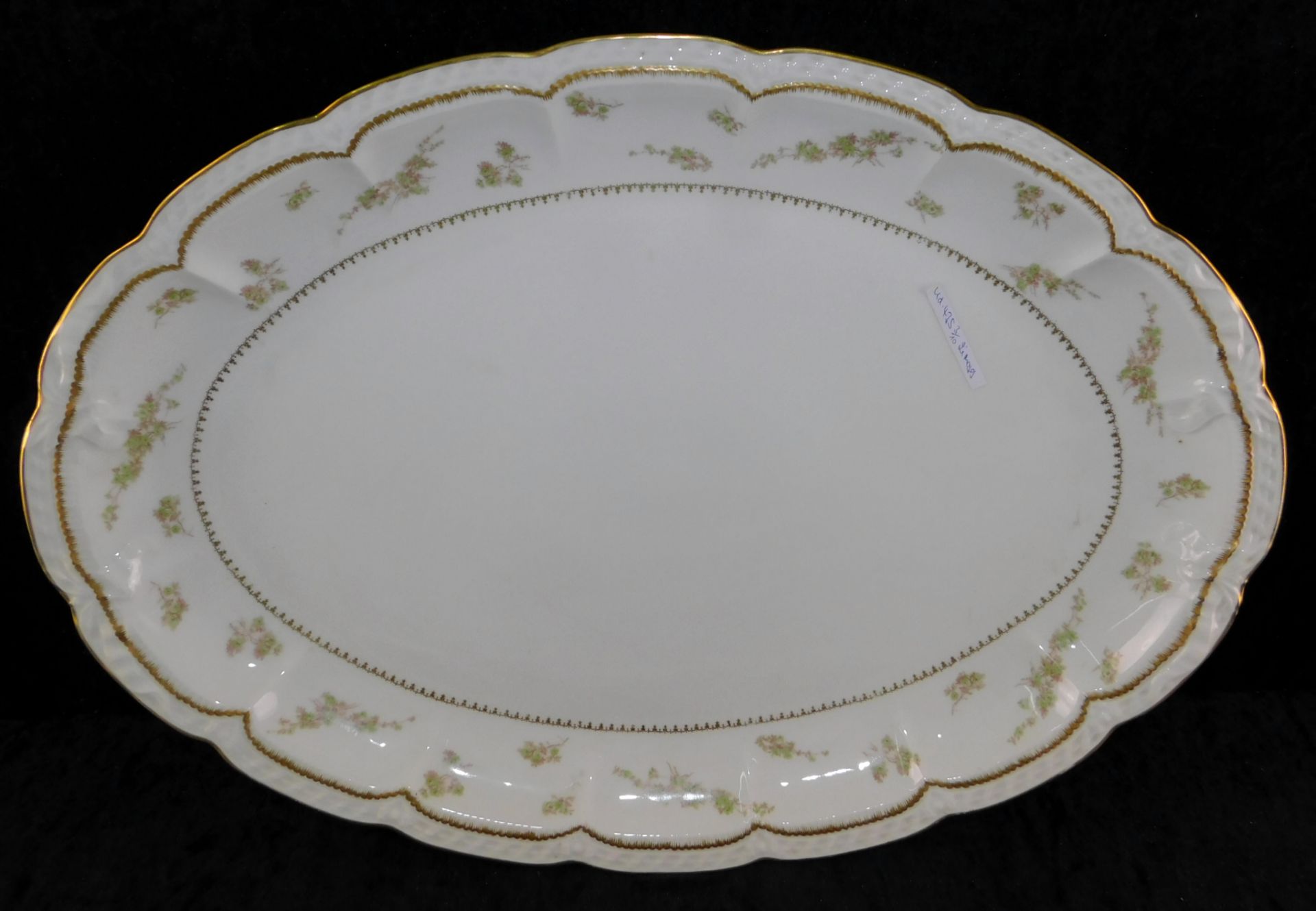 Fleischplatte, Porzellanmanufaktur Haviland Limoges, Blütenzweige u. Goldzier, 53 x 37 cm