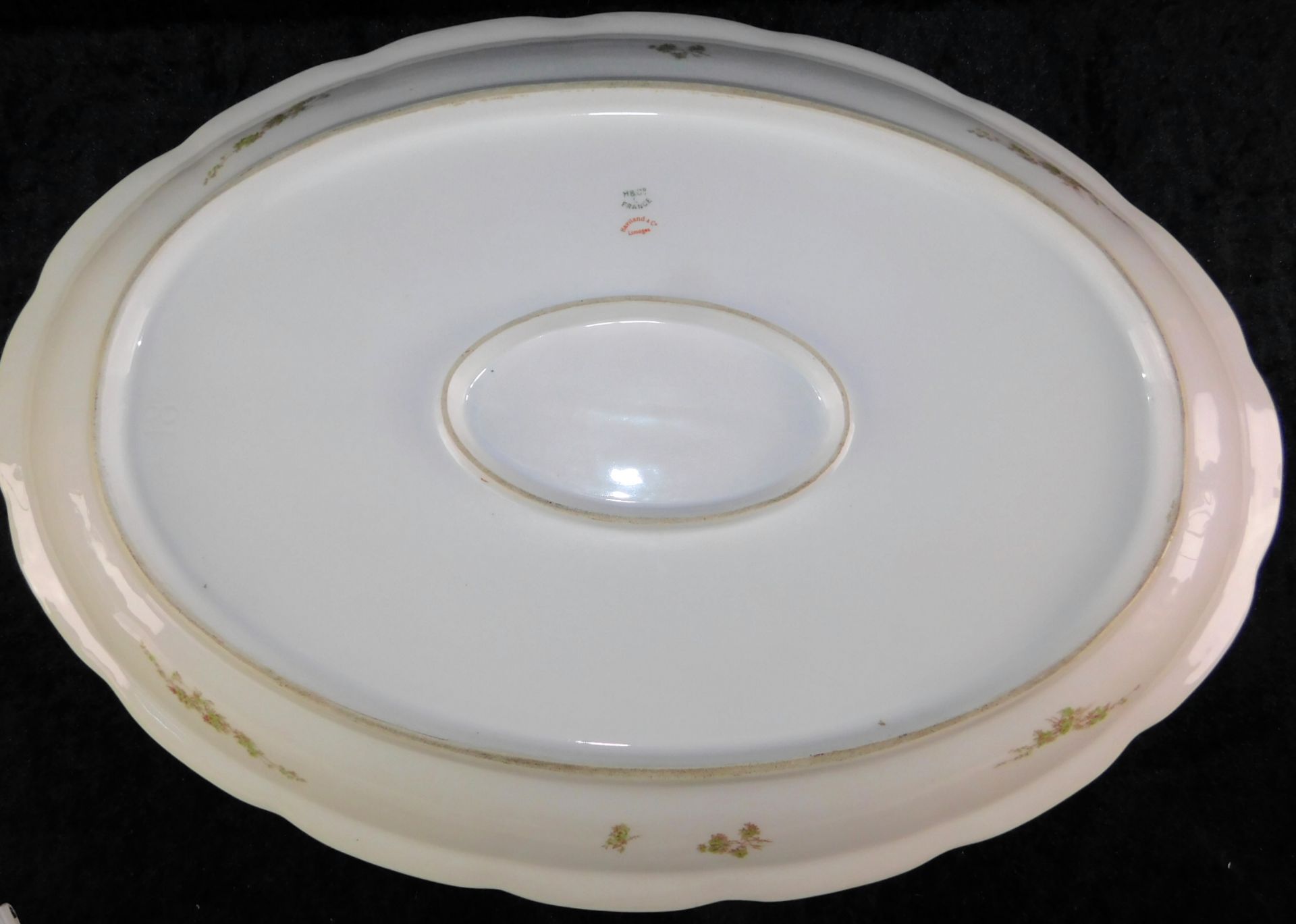 Fleischplatte, Porzellanmanufaktur Haviland Limoges, Blütenzweige u. Goldzier, 53 x 37 cm - Bild 2 aus 2