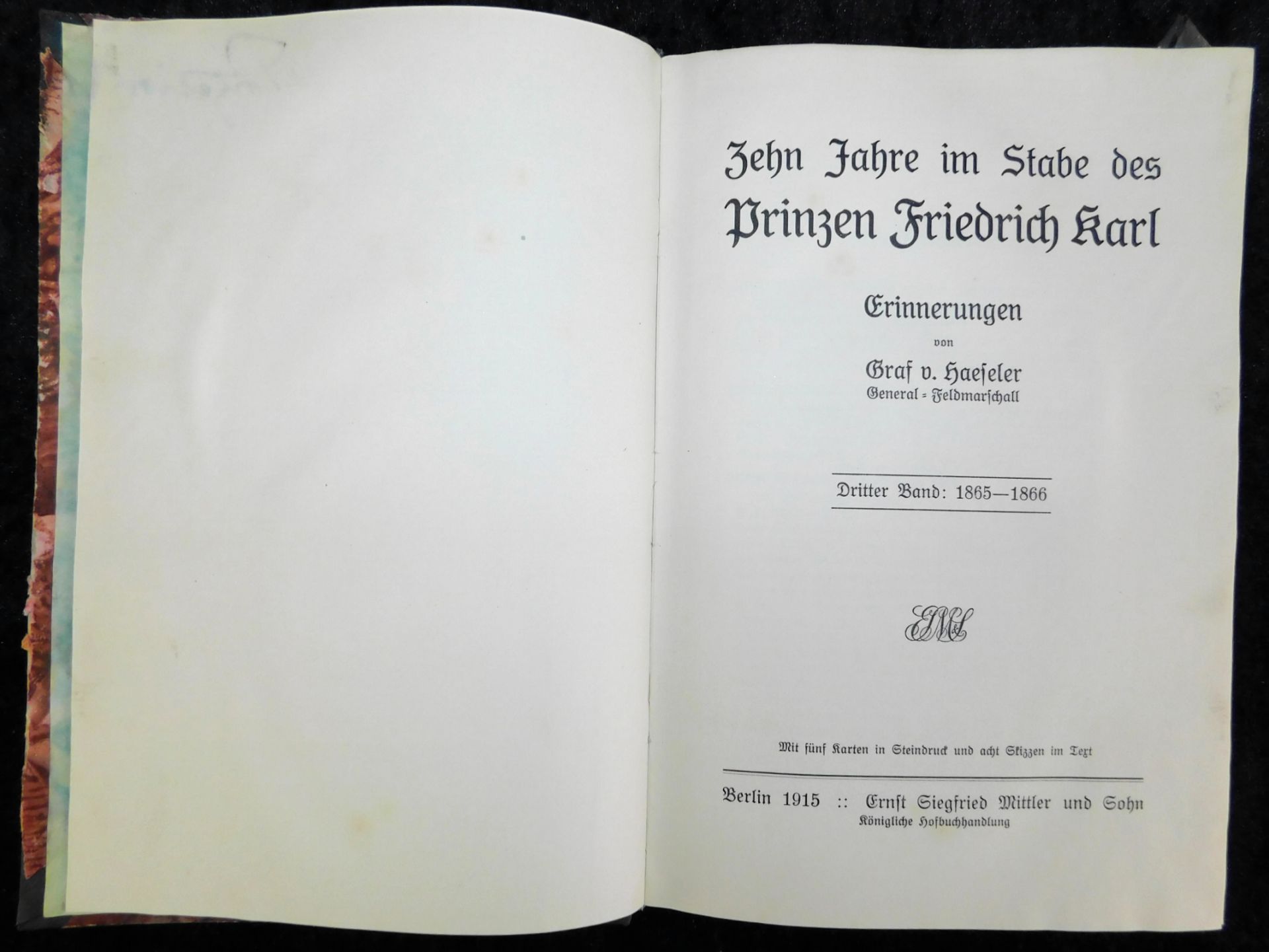 Prinz Friedrich Karl, Band 3, Erinnerungen 1865-66, Graf v. Haeseler, E.S.Mittler, Berlin 1915</ - Image 2 of 2
