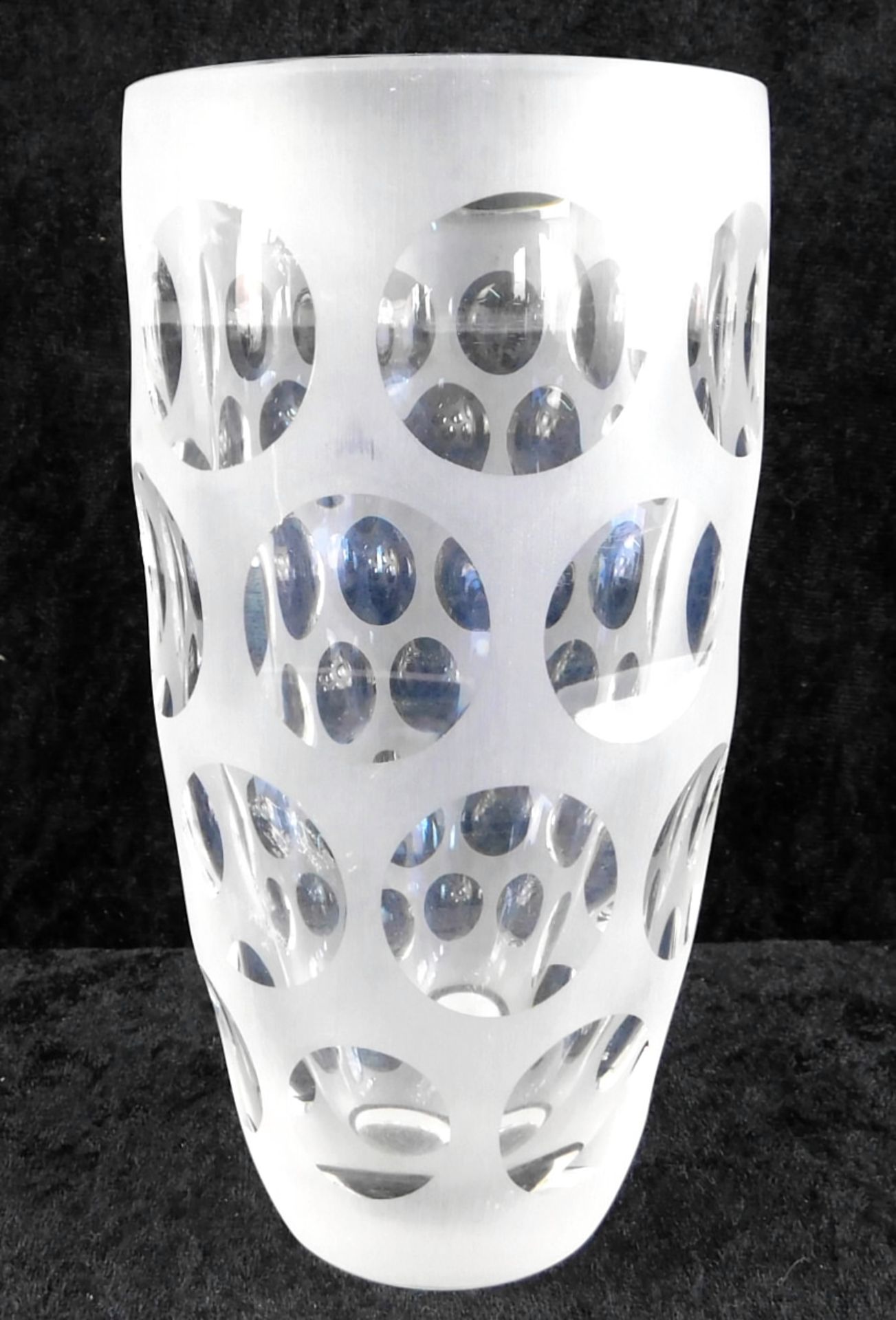 Vase, farbloses Glas/Mattglas geschliffen, wohl Murano um 1960, h: 16 cm, Ø 8 cmKeine