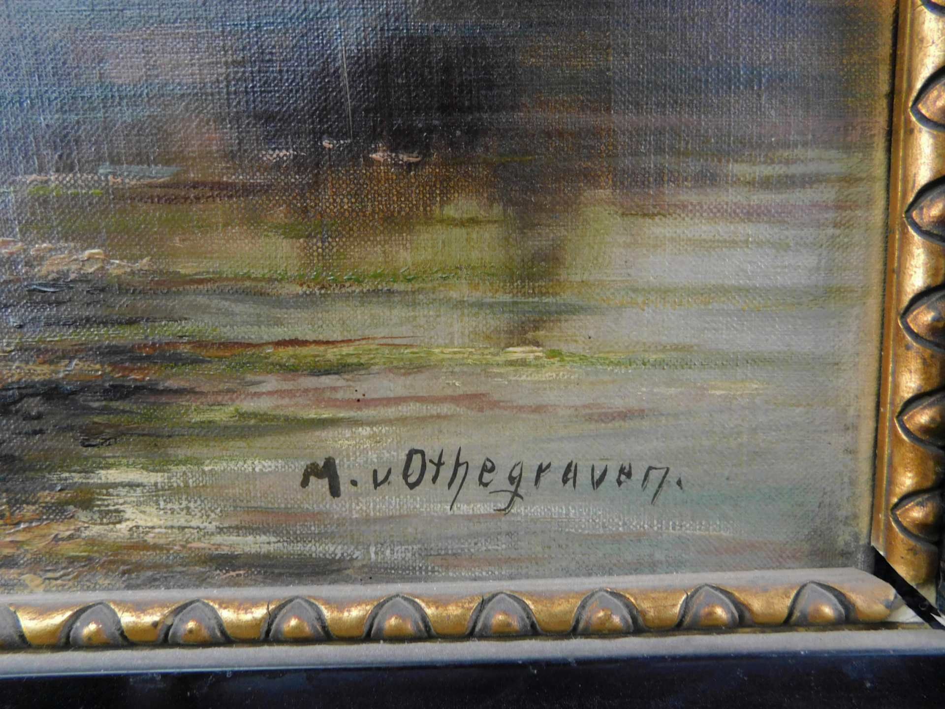Moses v. Othegraven, 19./20.Jhdt., Worpsweder Landschaft, Öl auf Leinwand, sig. unten rechts, m - Image 4 of 5