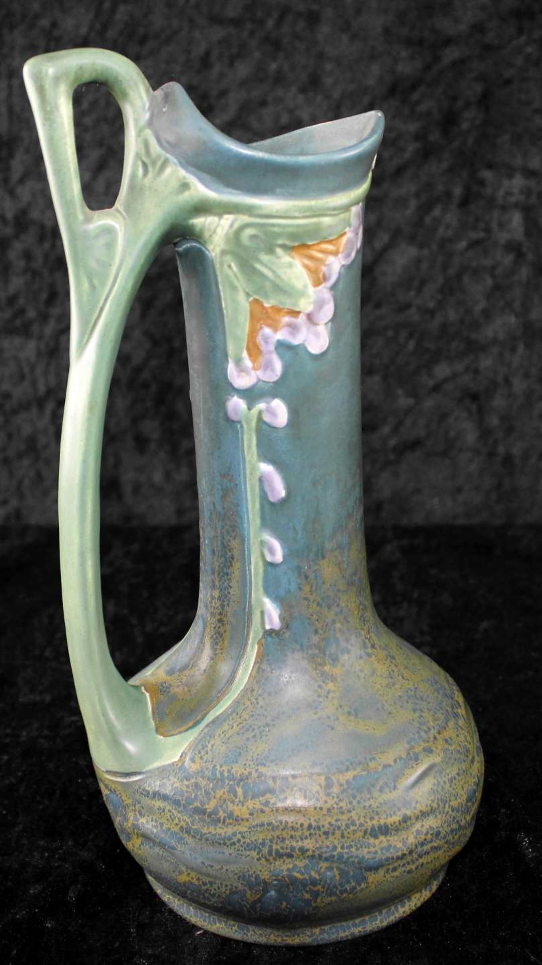 Vertiko Keramik- Set, 3-tlg., Jardiniere u. zwei Vasen, Austria Keramik, Jugendstil um 1900 - Bild 4 aus 4