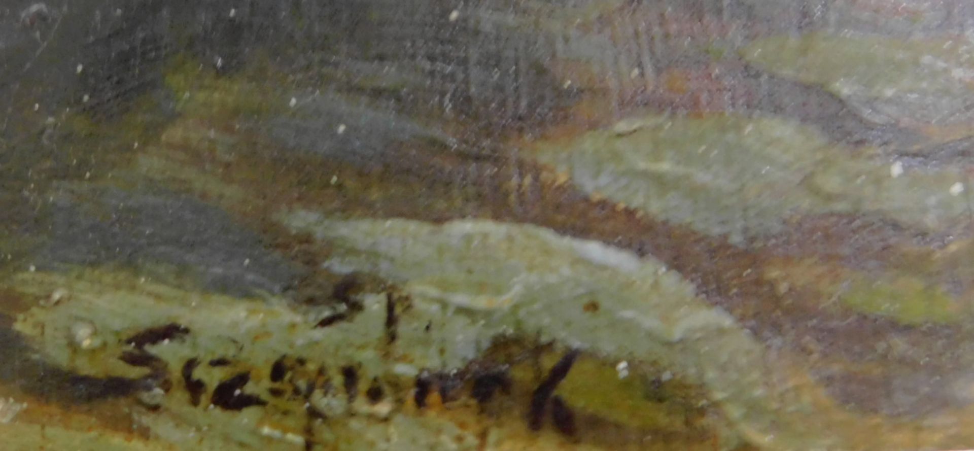 Unbek. Künstler, 1.H.20.Jhdt., Waldlandschaft, Öl auf Platte, signiert unten links, Rahmen später - Image 4 of 4