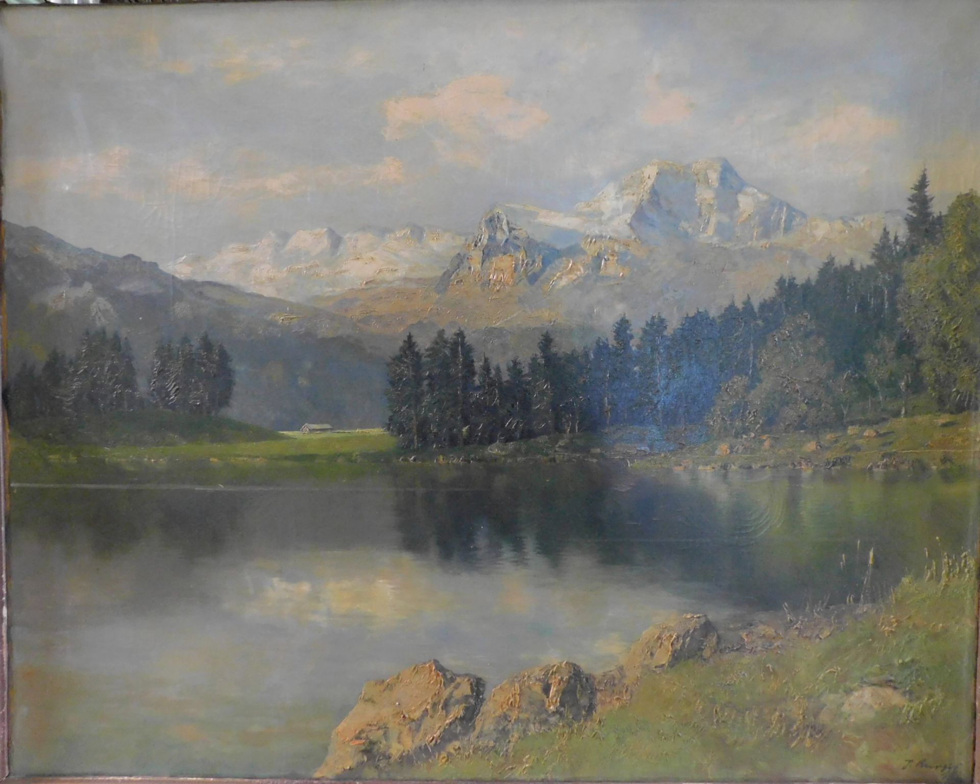 Josef Burger, 1887 - 1966, See im Voralpenland, Öl auf Leinwand, unten links signiert und Ortsb