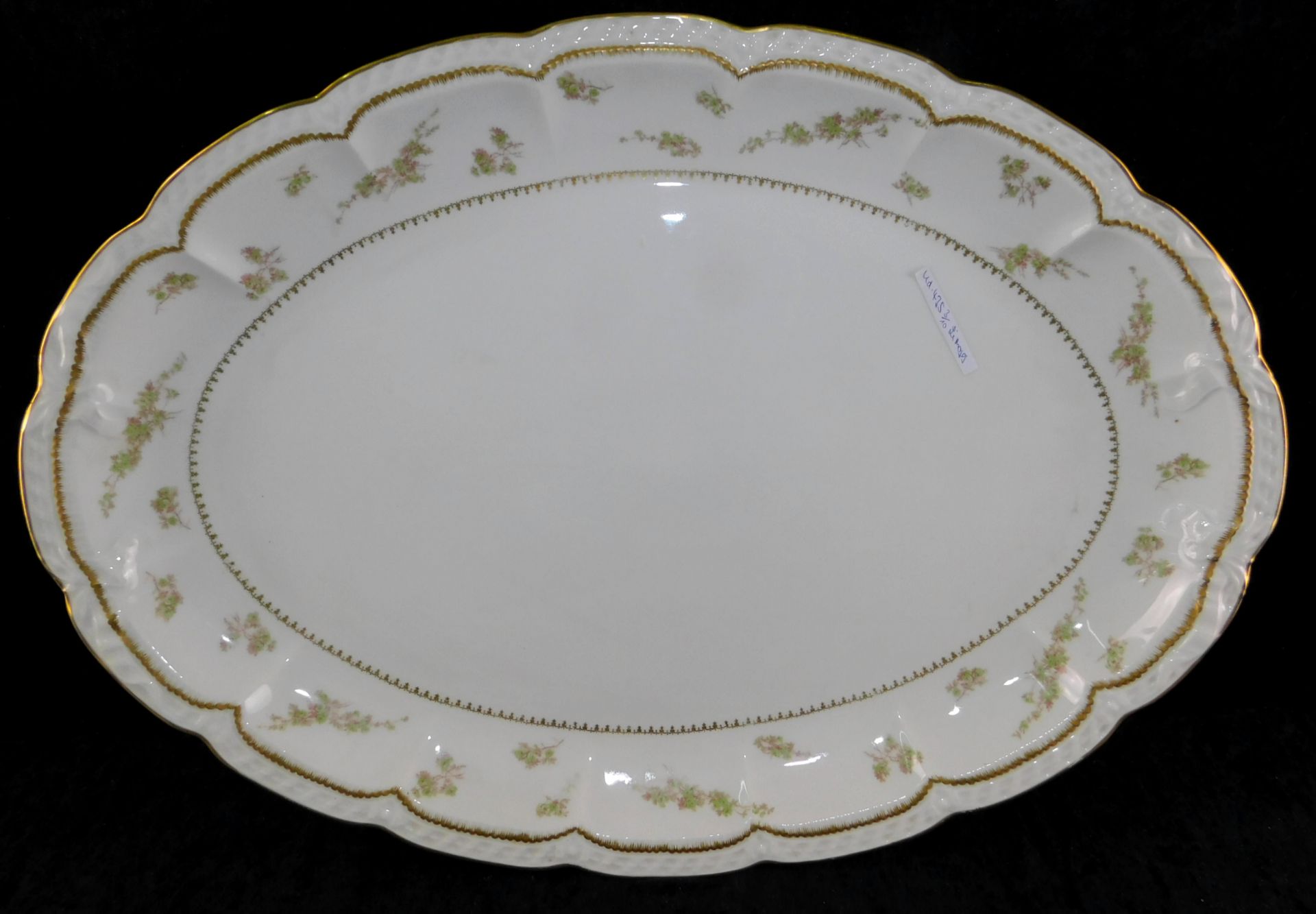 Fleischplatte, Porzellanmanufaktur Haviland Limoges, Blütenzweige u. Goldzier, 46,5 x 33 cm