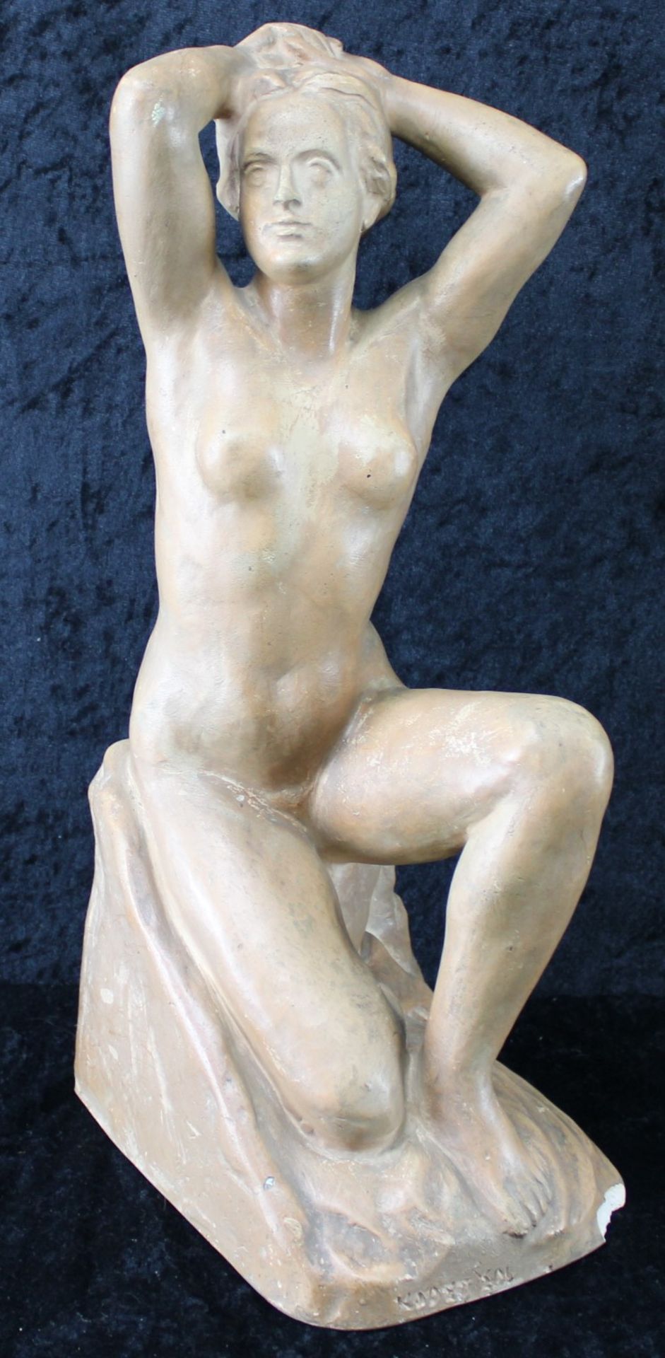 Emanuel Julian KODET *1880-1955, Keramik Skulptur "Sitzender weiblicher Akt", 1.H.20.Jhdt., im S