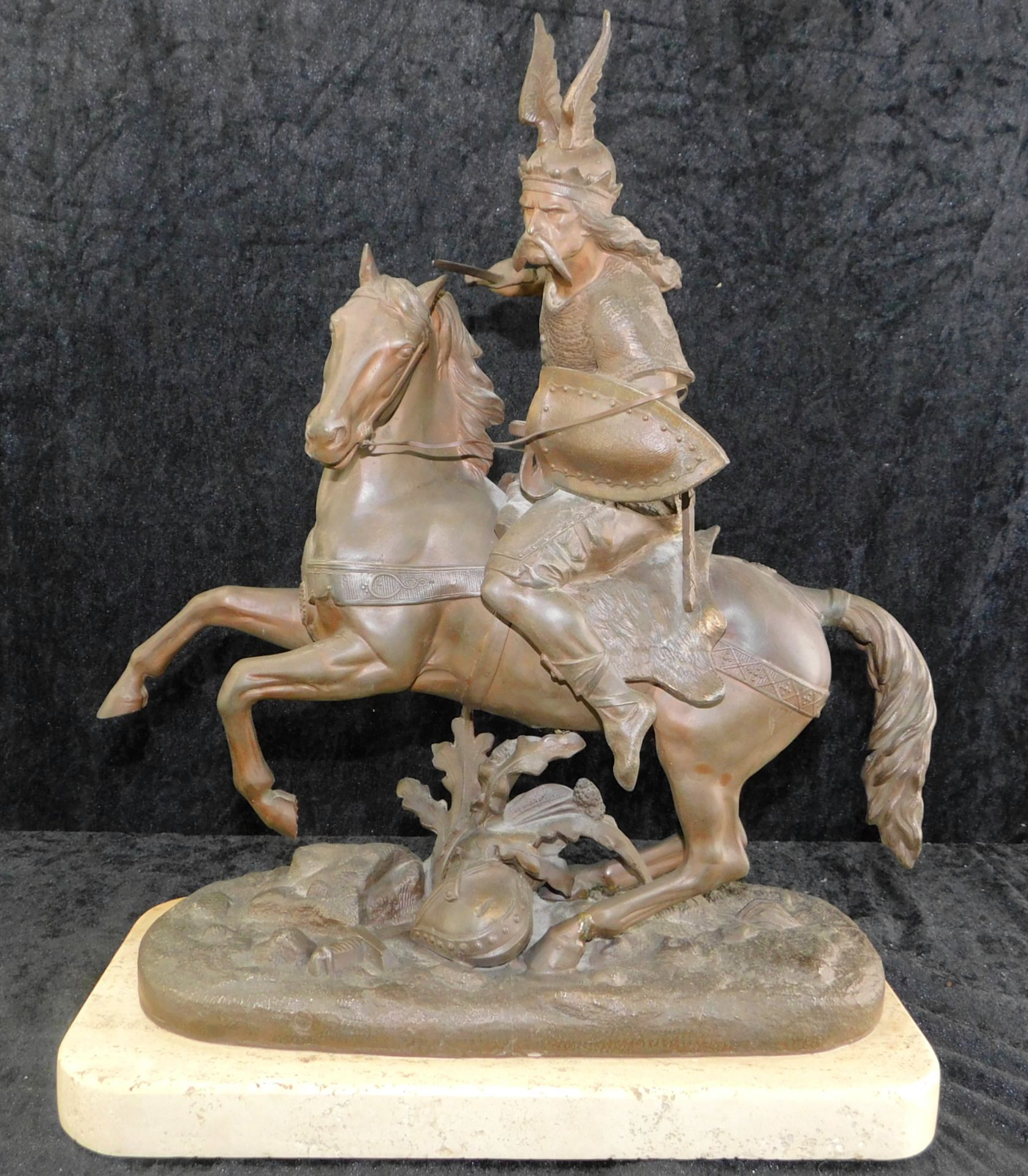 Bronze, Gallischer Krieger auf dem Pferd, Entwurf Duchoiselle, franz. Bildhauer des 19. Jhdt., 9 - Image 2 of 9