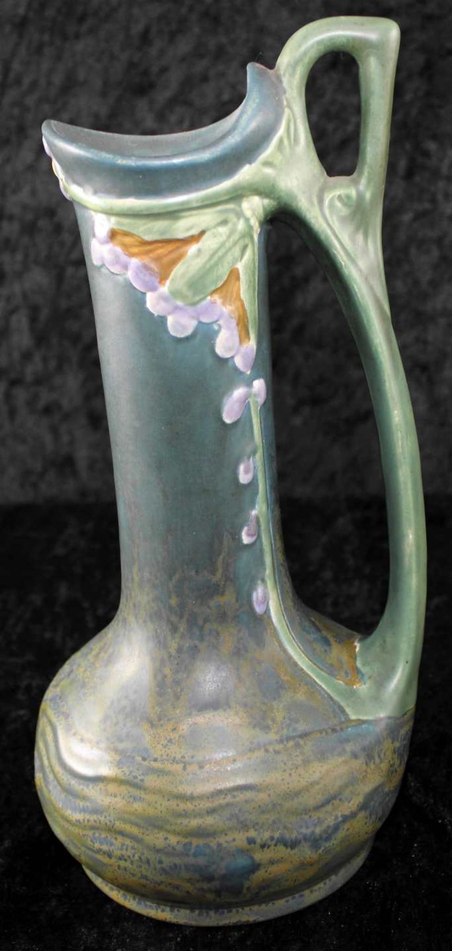 Vertiko Keramik- Set, 3-tlg., Jardiniere u. zwei Vasen, Austria Keramik, Jugendstil um 1900 - Bild 3 aus 4