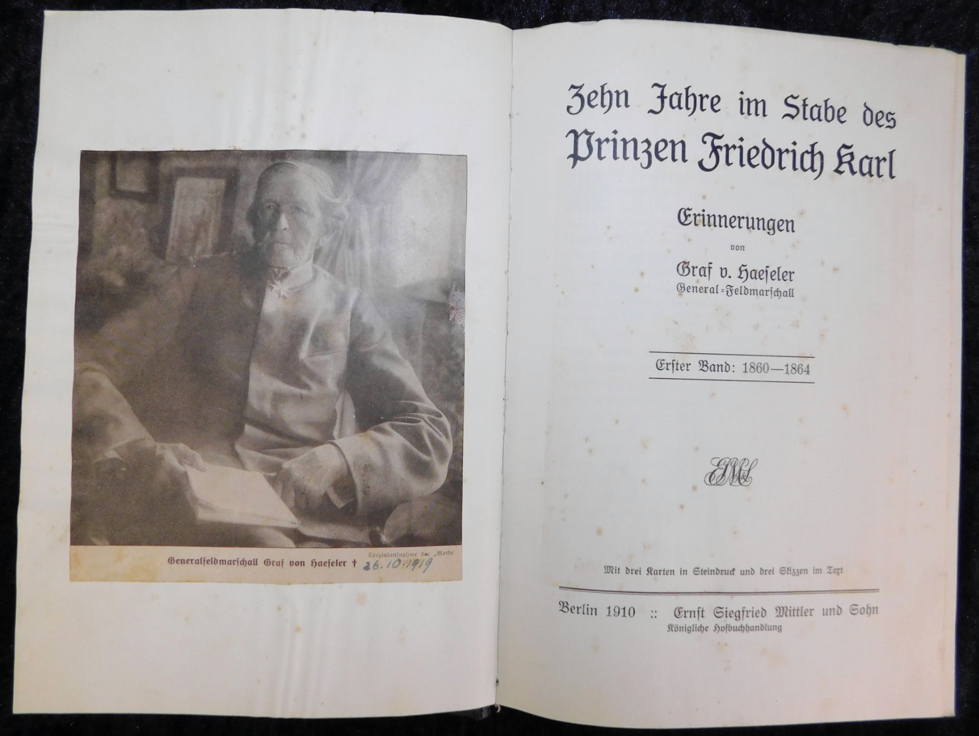 Prinz Friedrich Karl, Band 1, Erinnerungen 1860-64, Graf v. Haeseler, E.S.Mittler, Berlin 1910</ - Image 2 of 2