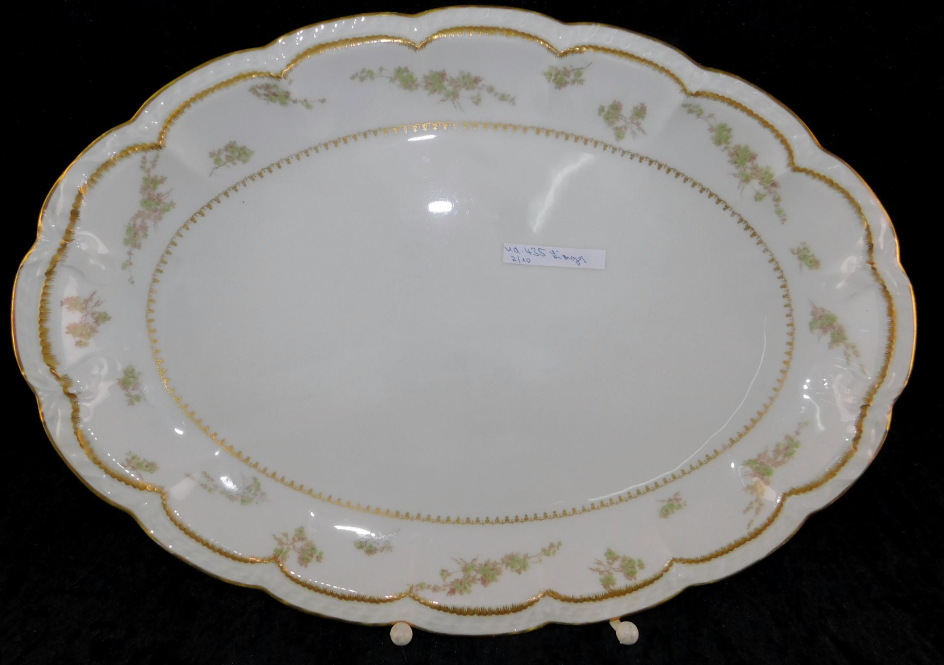 Fleischplatte, Porzellanmanufaktur Haviland Limoges, Blütenzweige u. Goldzier, 36 x 25,5 cm