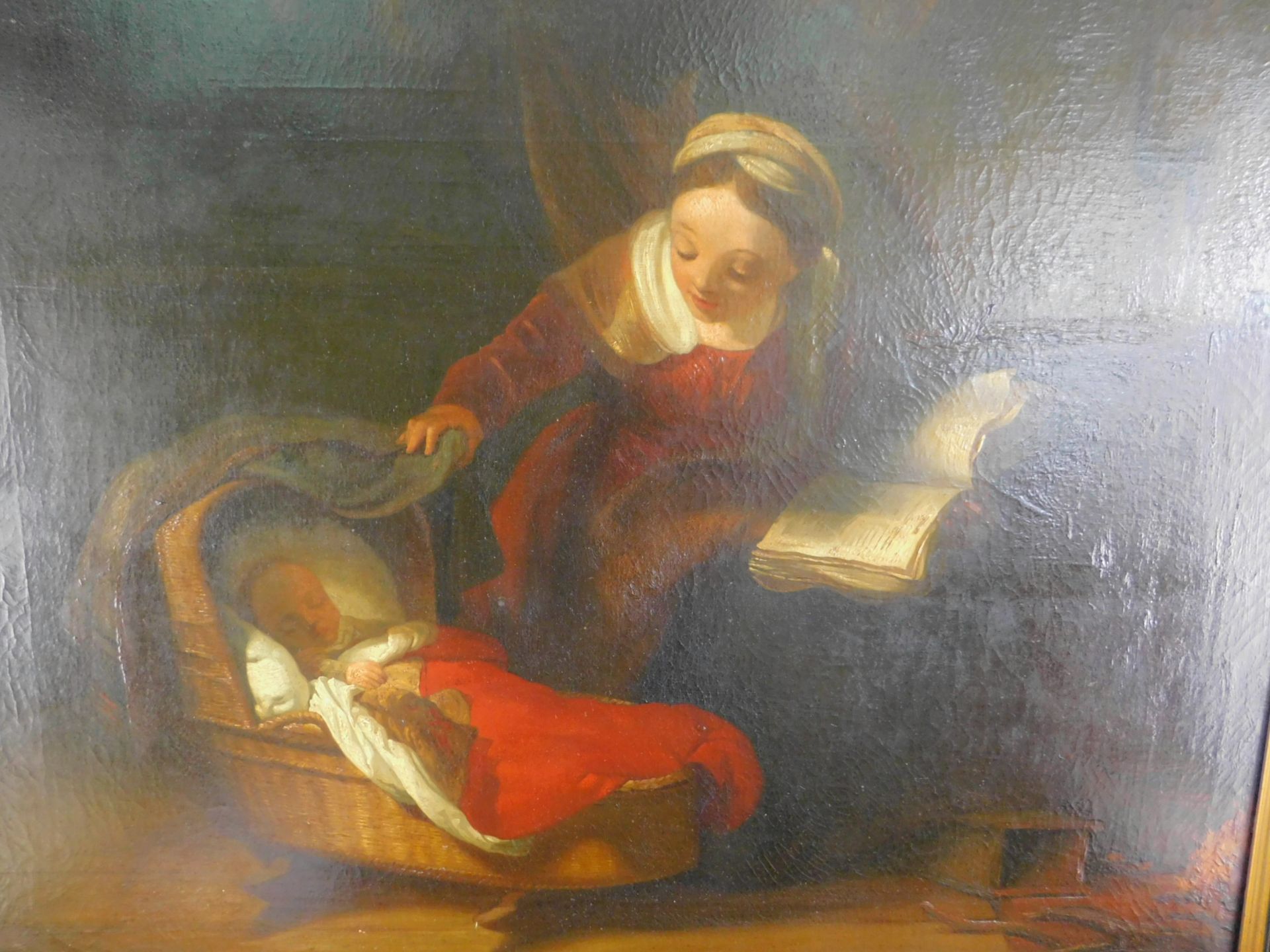 Kopie nach Rembrandt von 1887, "Die Heilige Familie mit den Engeln" Öl/Leinw., 140 x 118 cm m.R. - Image 3 of 7