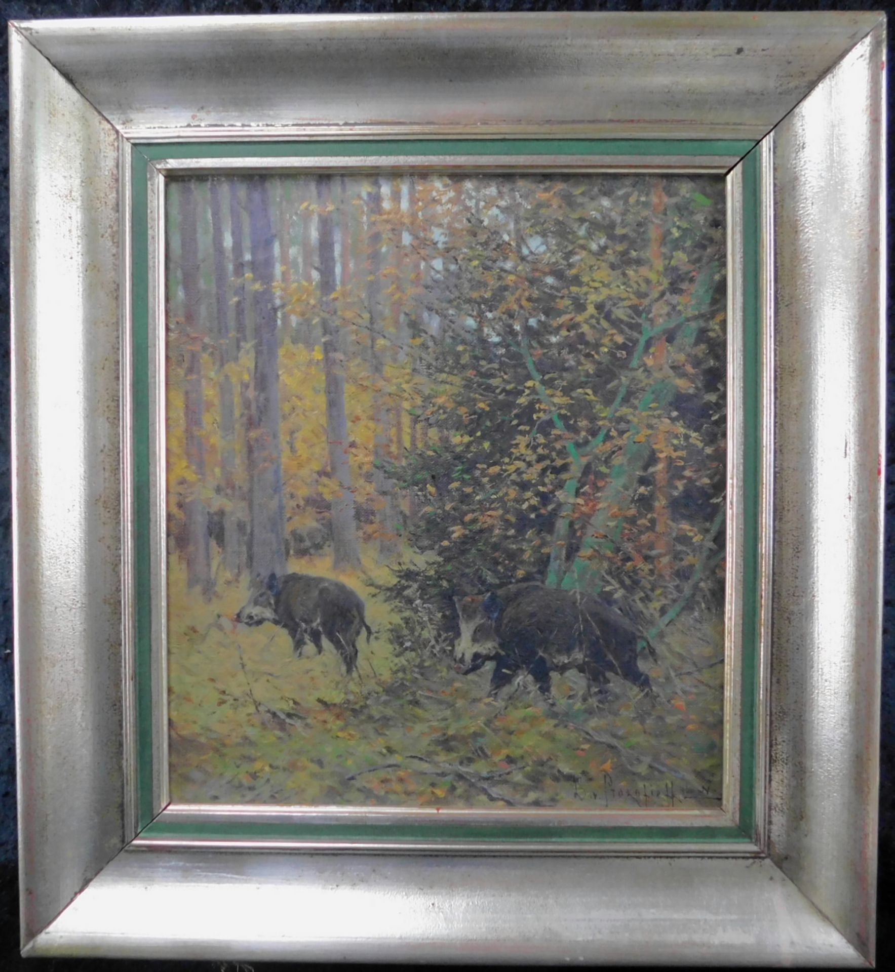 Dimitri von Prokofieff *1870-1944, russ. Maler, "Wildschweine" Öl auf Leinw., sig. u.dat. (19)46