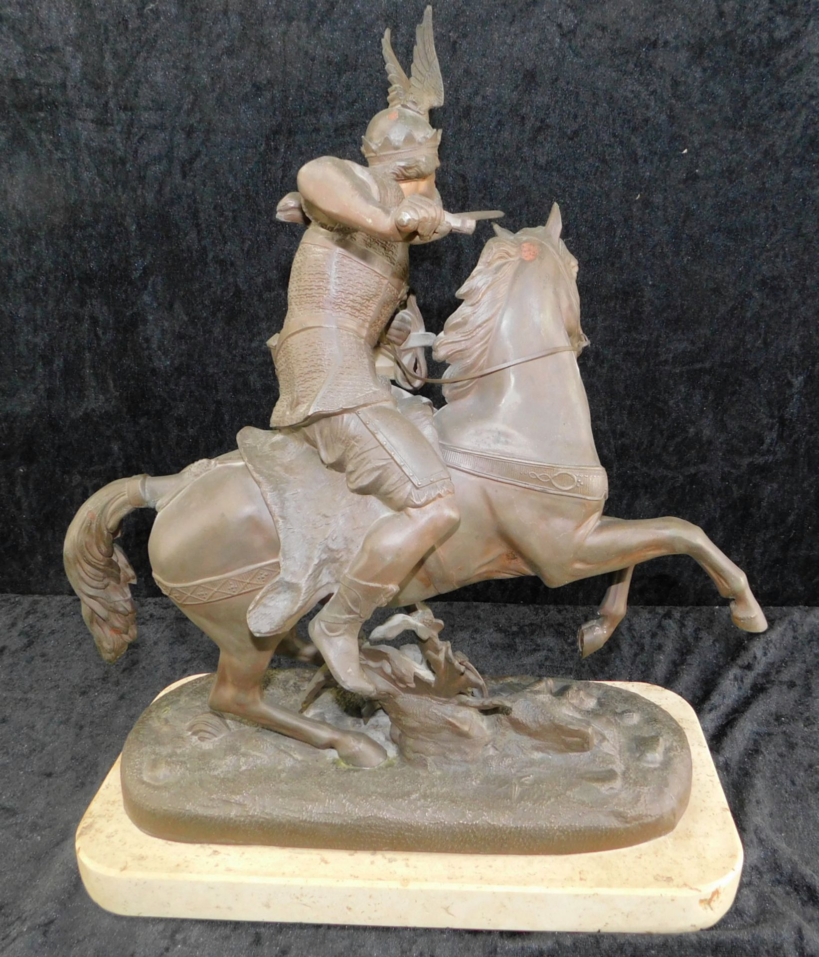 Bronze "Gallier auf dem Pferd" Entwurf Duchoiselle, franz. Bildhauer d. 19.Jh., H: 43 cm - Image 2 of 2