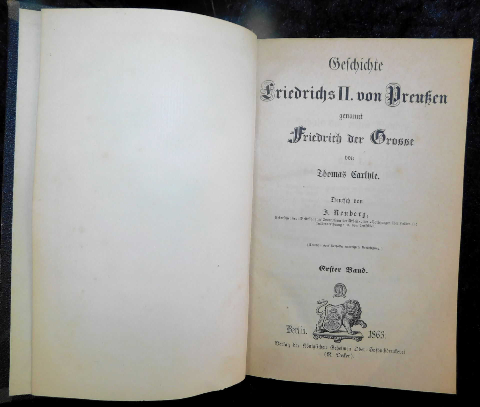 Friedrich der Große, In 5 Bänden, Thomas Carlyle, Deutsch von J. Neuberg, Verlag R. Decker, Berlin 1 - Image 2 of 6