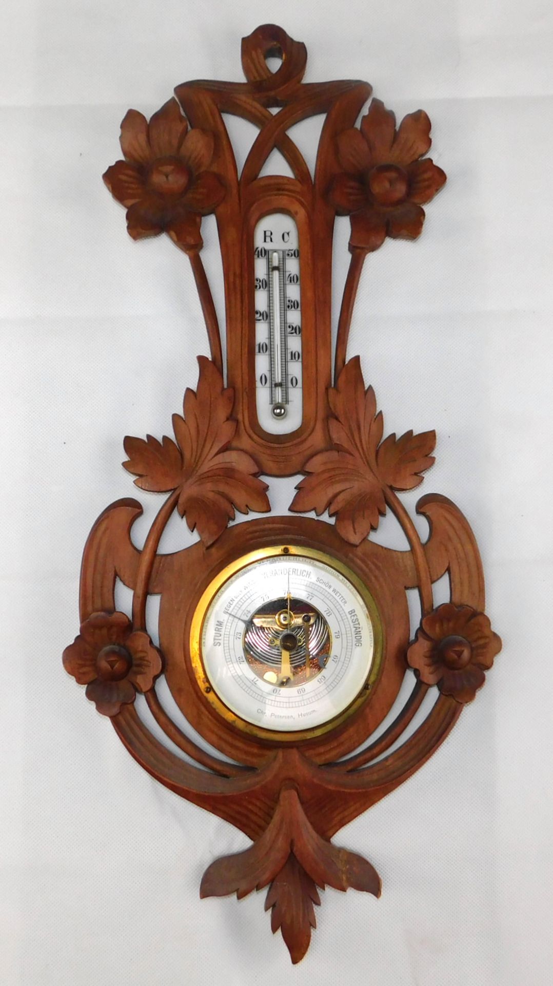 Barometer/Thermometer, Chr. Petersen, Husum, Jugendstil um 1900