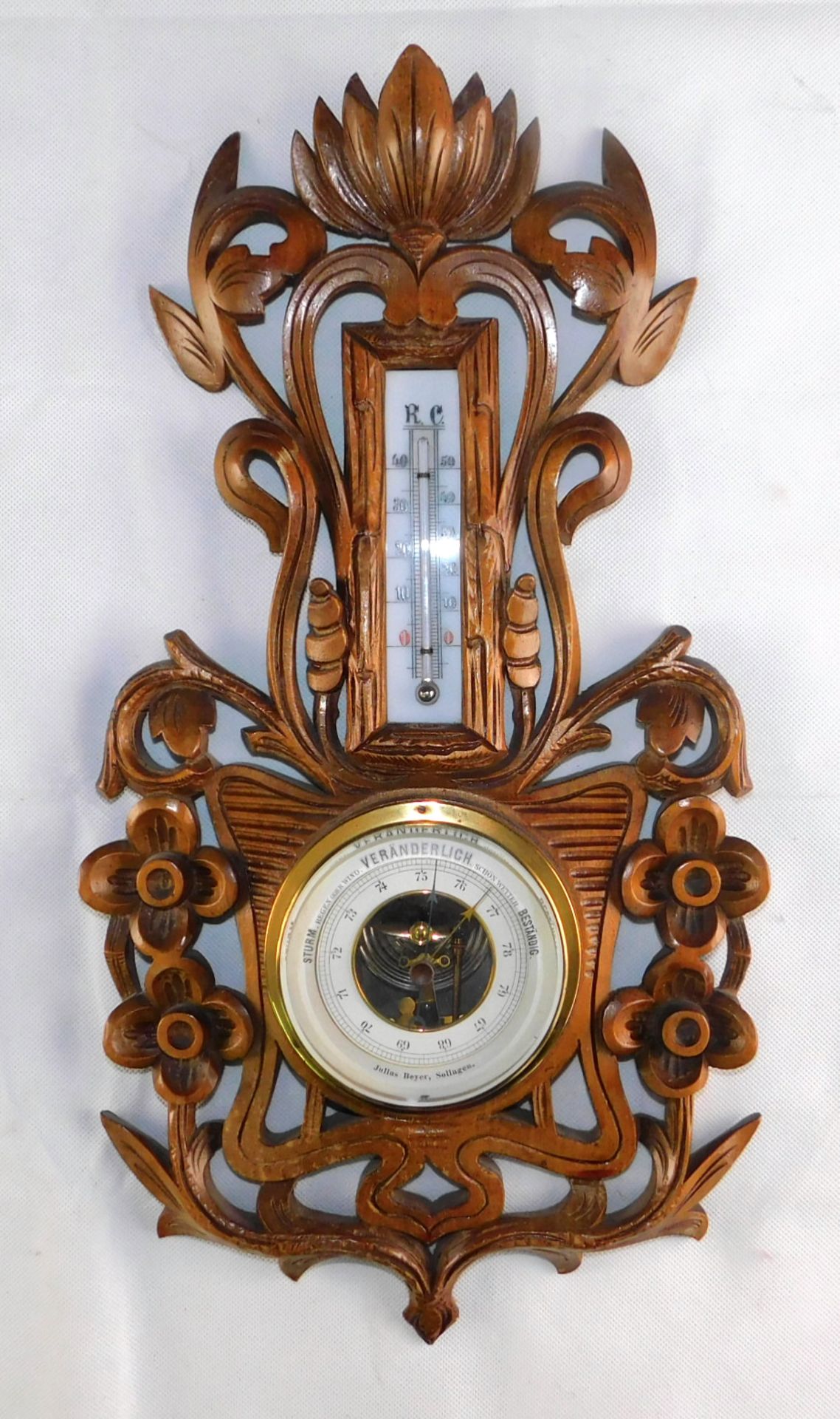 Barometer/Thermometer, Julius Beyer, Solingen, Jugendstil um 1900