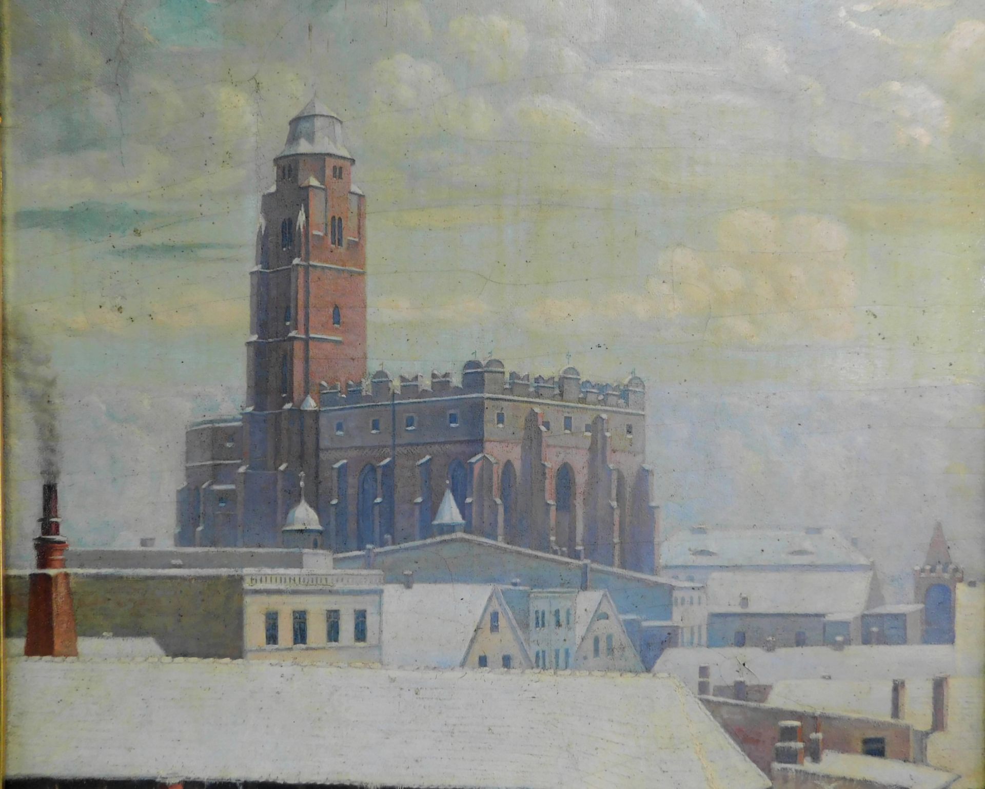 Th. Nocon, Poln. Maler 19./20. Jh., "St.Johannis Kirche in Patschkau", Öl/Leinw., sig., 57 x 81 cm, - Bild 4 aus 5