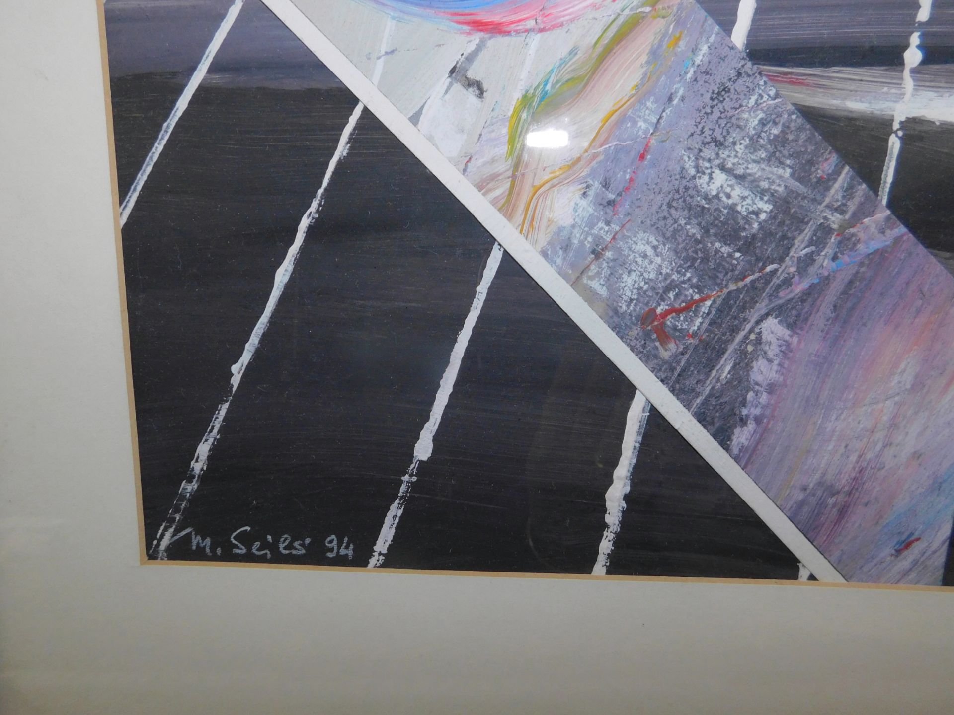 Manfred Seils, Wittener Künstler 20./21.Jh., Collage Acryl a. Papier, sig. u. dat. (19)94 - Bild 3 aus 3