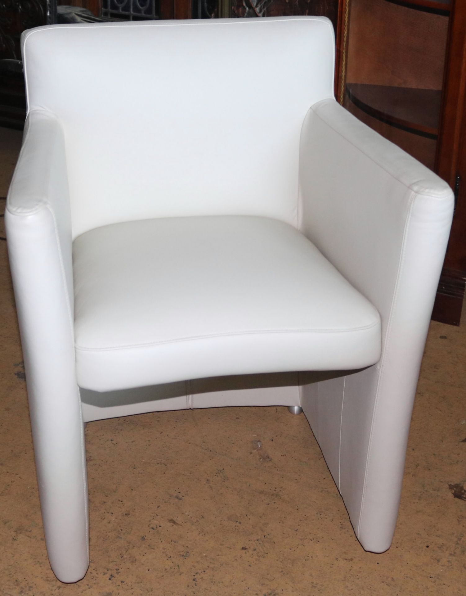 Design-Sessel, Leder weiß, H: 46 cm, 2. H. 20. Jh.