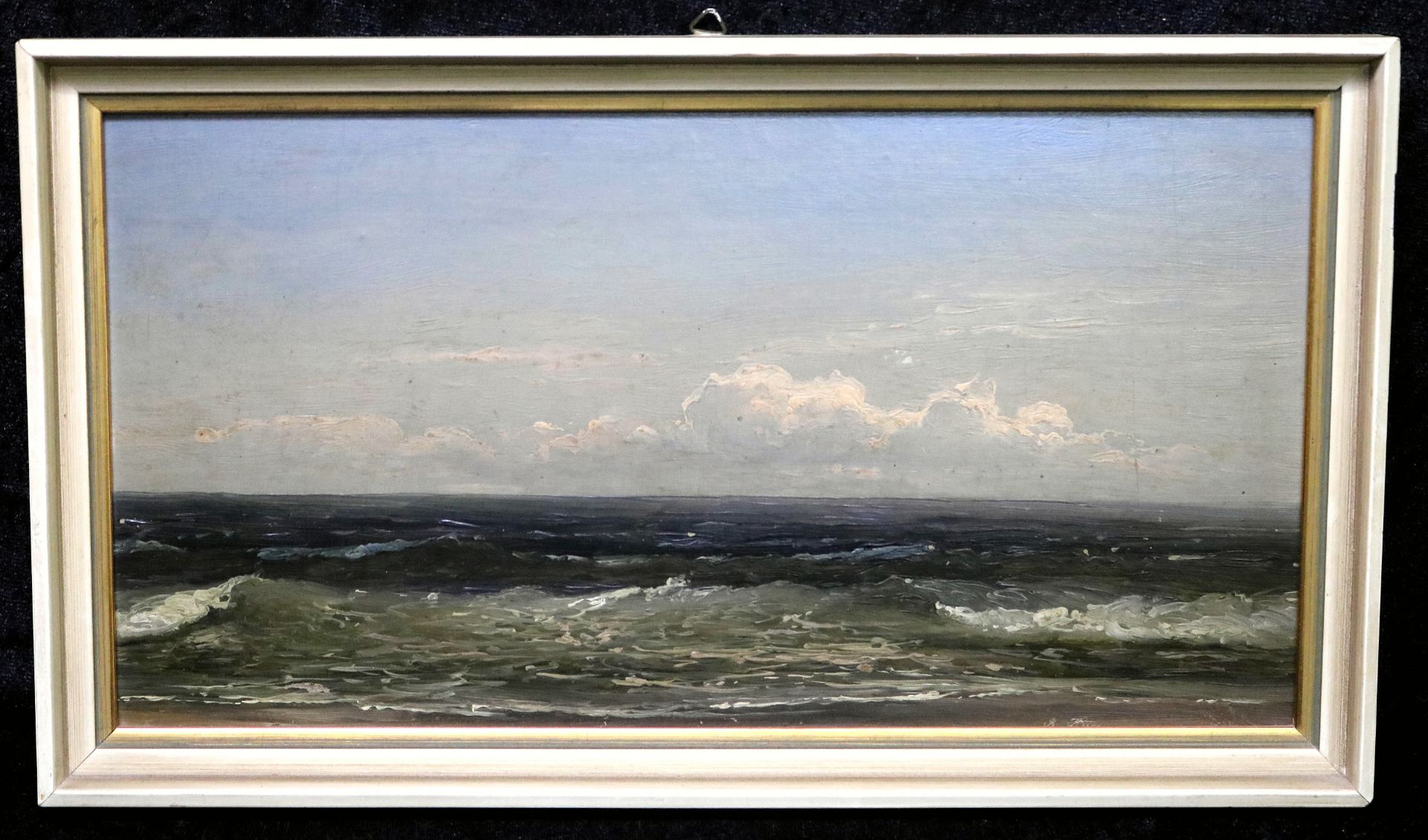 Robert Kummer *1810 Dresden-1889 "Meereswogen", Öl/Leinwand, sig., 15,5 x 30,5 cm